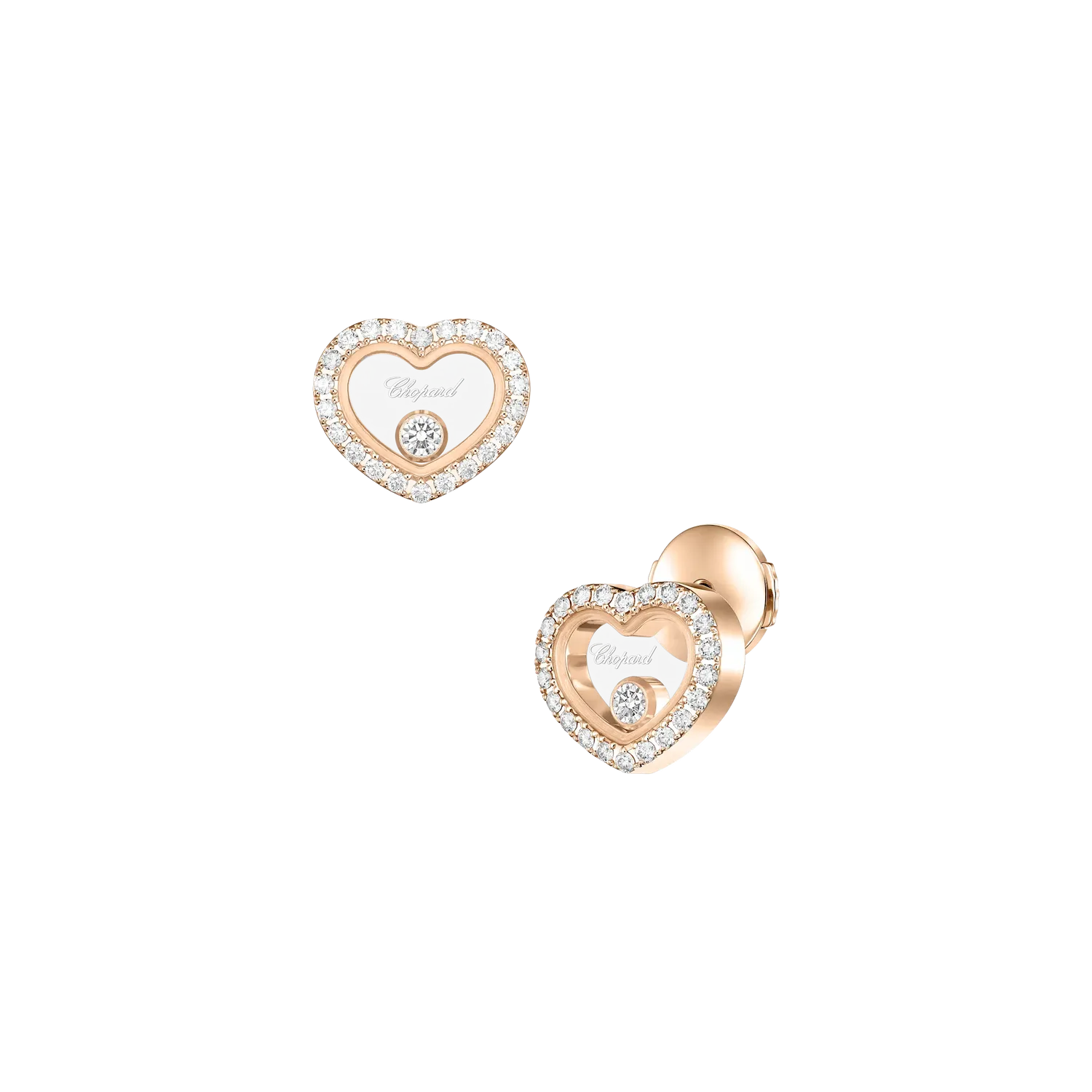 Boucles d'Oreilles Happy Diamonds ICONS Coeurs PM pavés