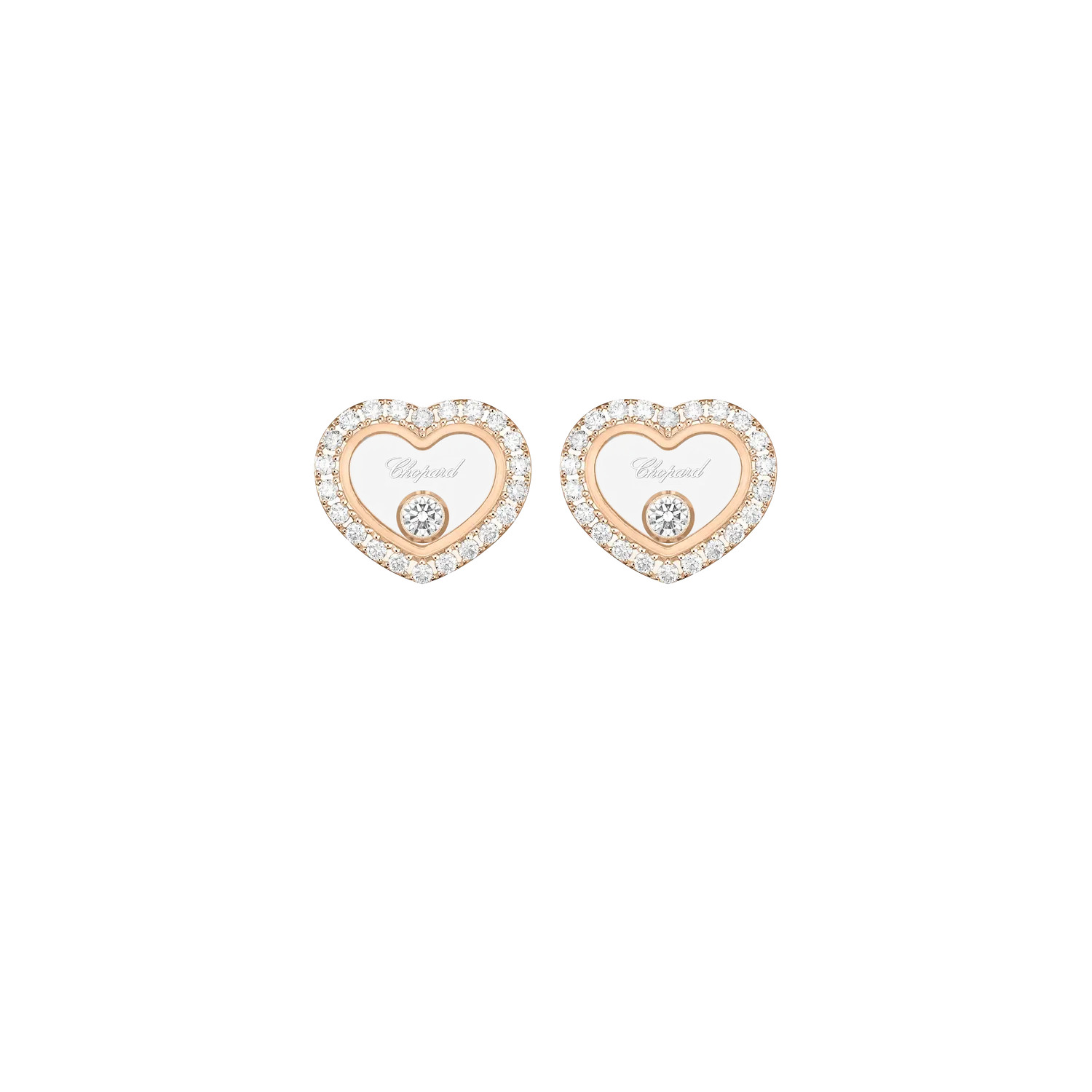 Boucles d'Oreilles Happy Diamonds ICONS Coeurs PM pavés