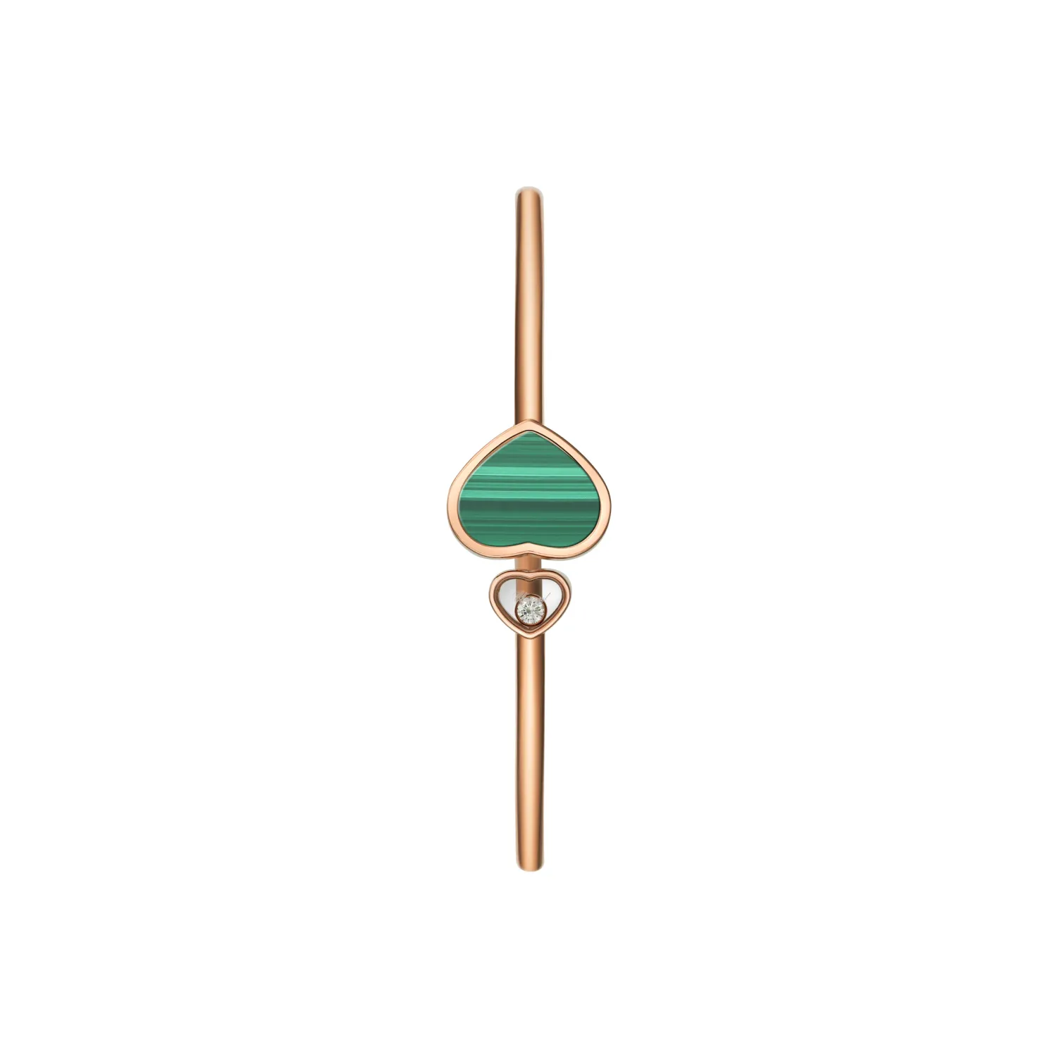 Bracelet Chopard Happy Hearts, or rose, diamant et malachite