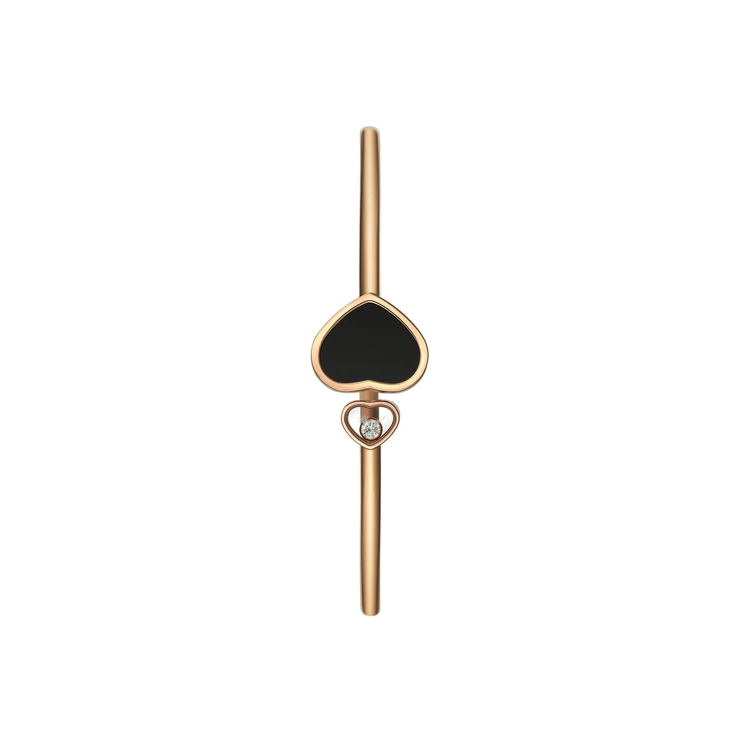 Bracelet Jonc Chopard Happy Hearts en Or Rose avec Onyx et Diamant
