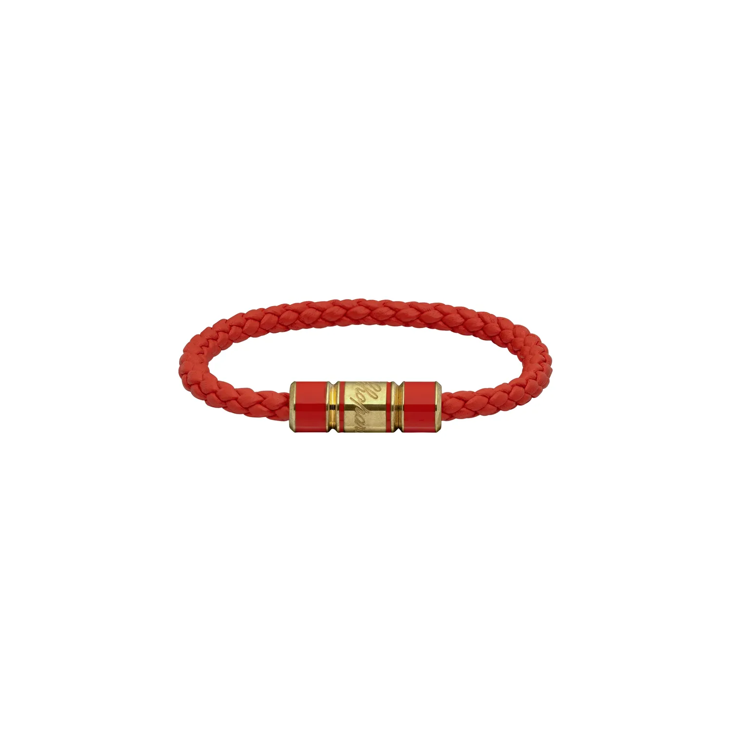 Bracelet Chopard Signature Métal Doré Antique sur Cuir Orange