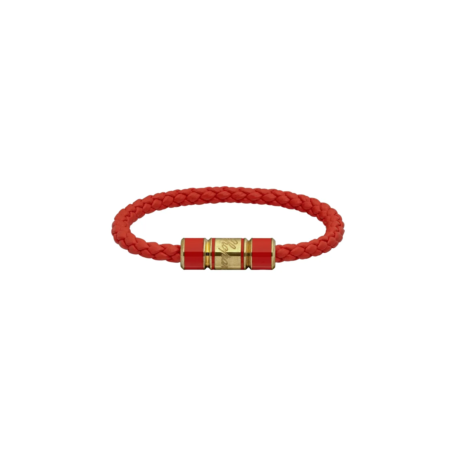 Bracelet Chopard Signature Métal Doré vieilli sur Cuir Orange