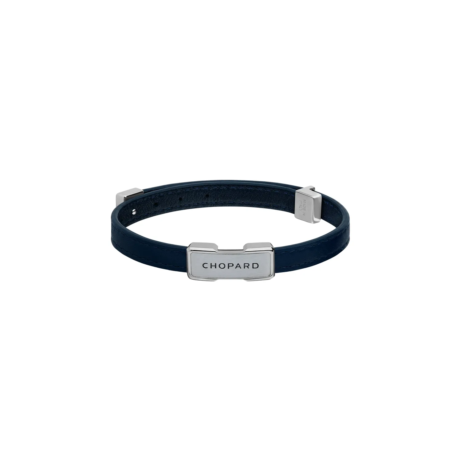 Bracelet Chopard Heritage Métal argenté, Cuir veau bleu marine