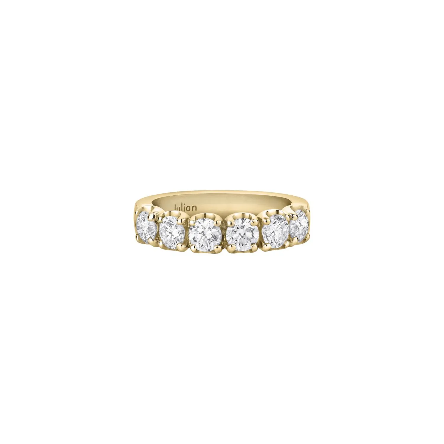 Demi alliance taille brillant en or jaune et diamants blancs