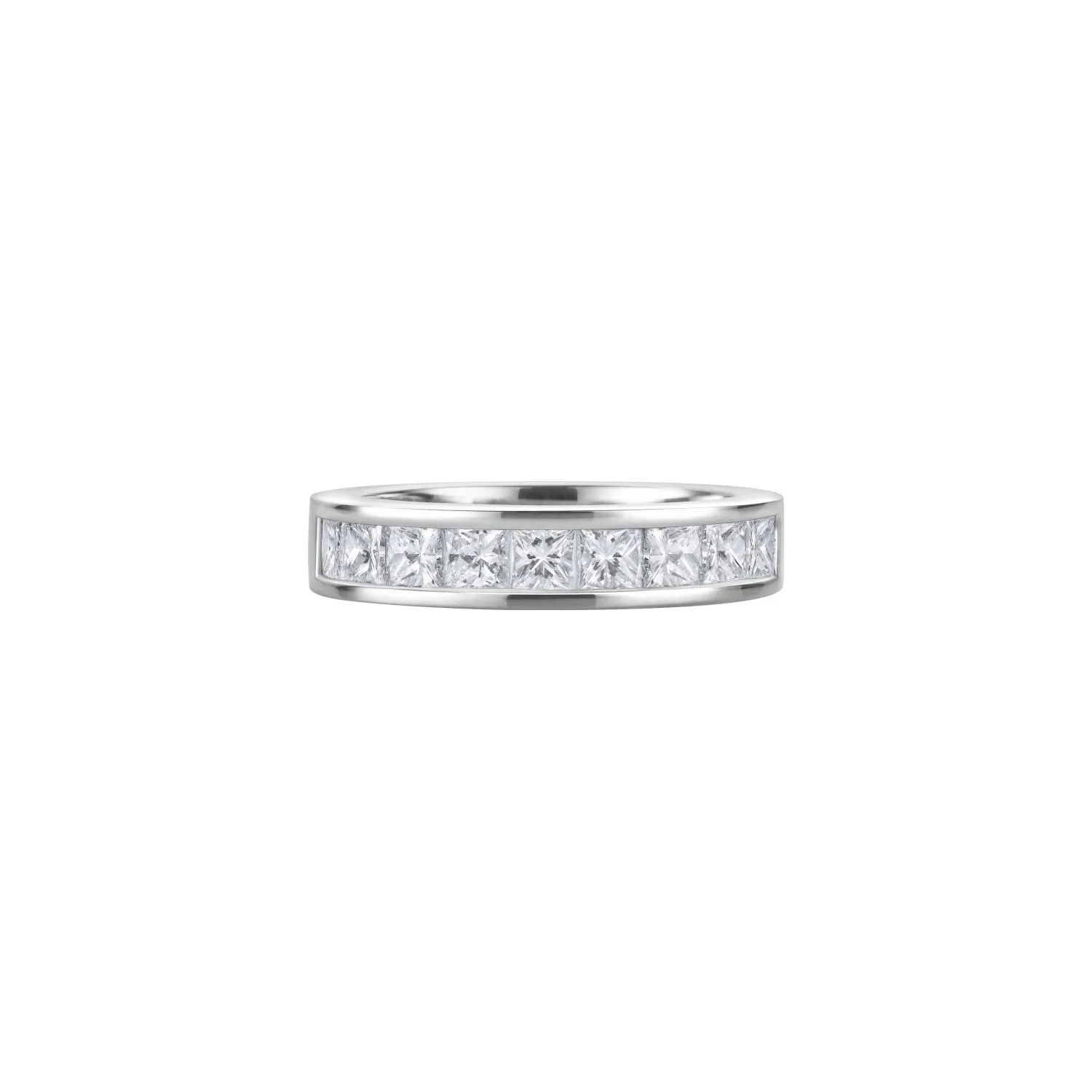 Demi Alliance en or blanc palladié et diamants blancs