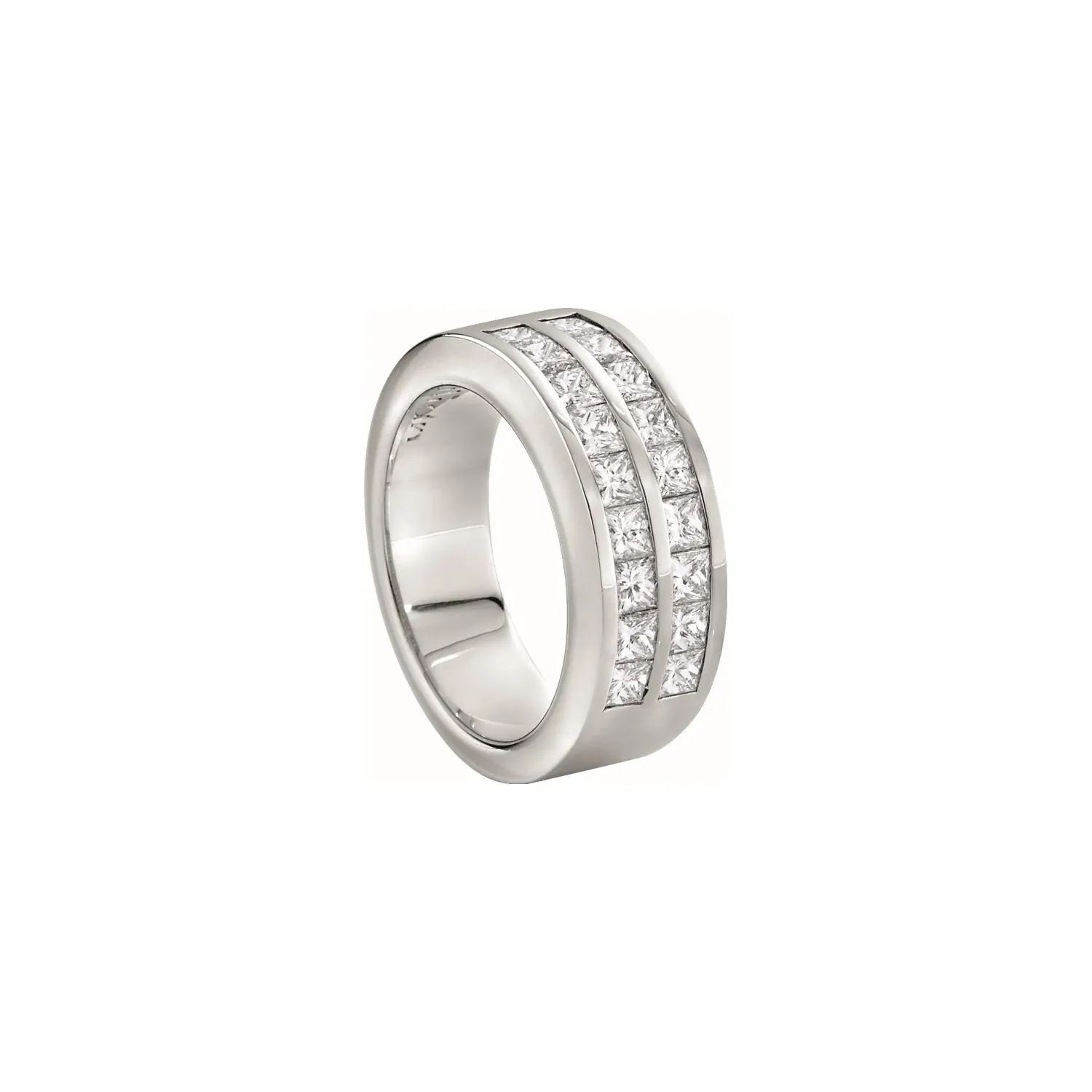 Demi Alliance en or blanc palladié et diamants blancs