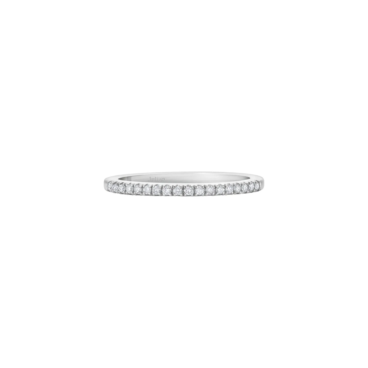 Demi alliance taille brillant en or blanc palladié et diamants blancs