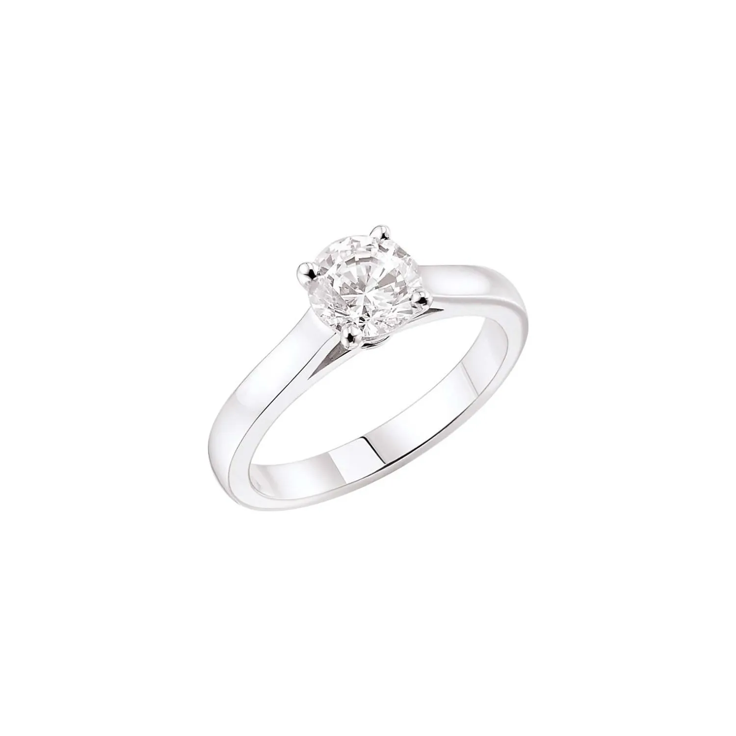 Bague Solitaire en or blanc palladié et diamant blanc - Certificat GIA