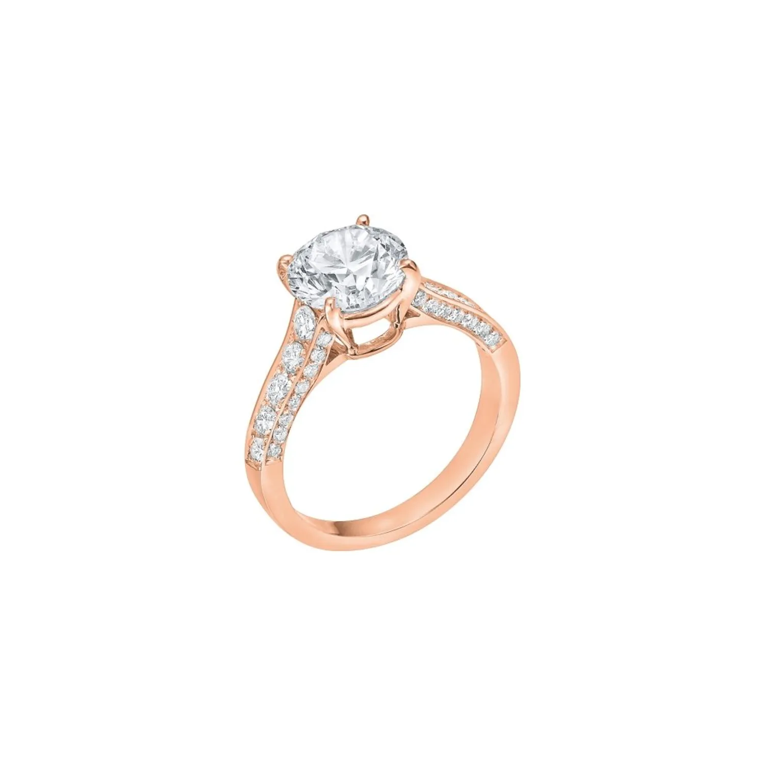 Solitaire en or rose et diamant blanc  Certificat GIA