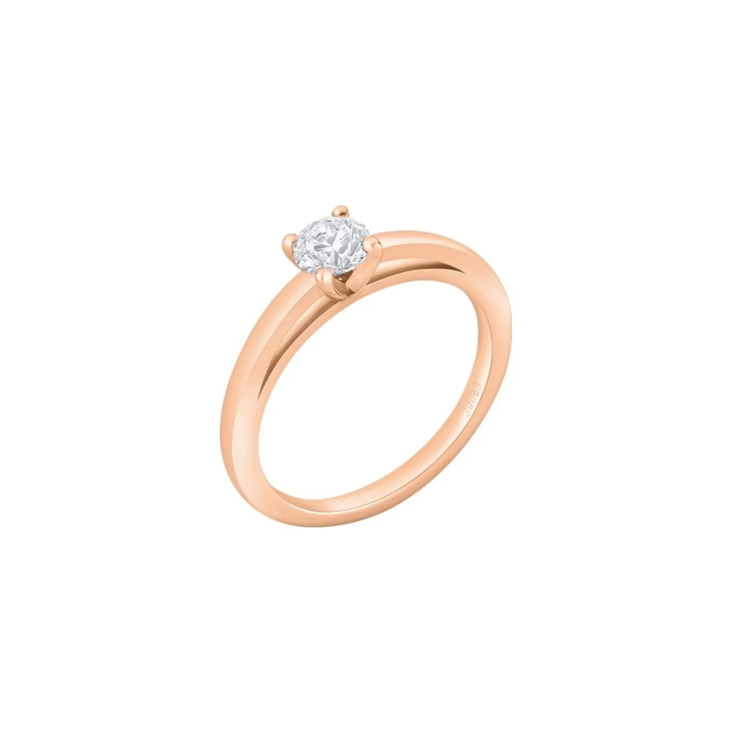 Solitaire en or rose et diamant blanc - Certificat GIA