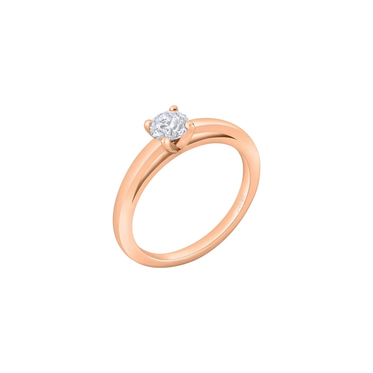 Solitaire en or rose et diamant blanc - Certificat GIA