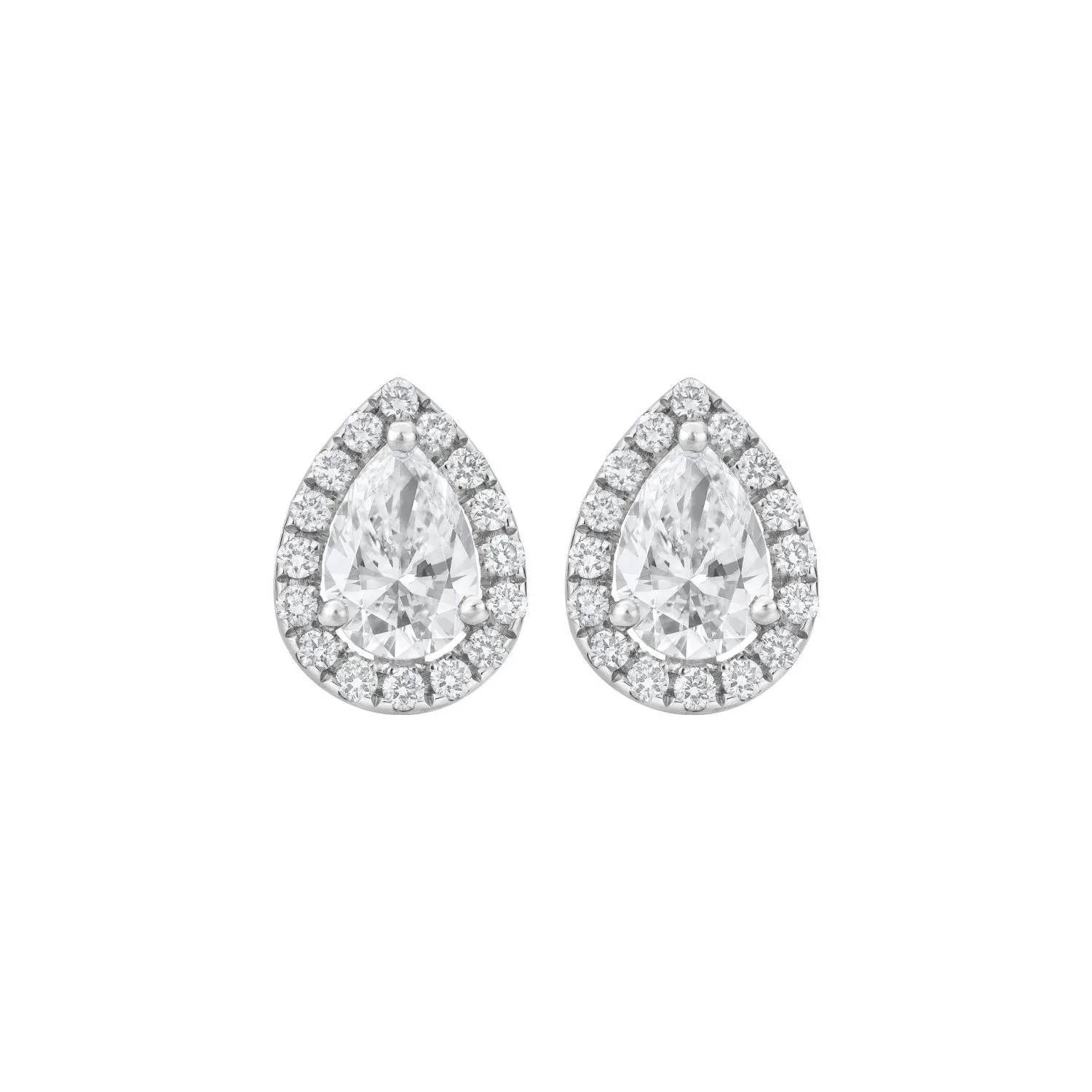 Boucles d'oreilles puces en or blanc, diamants blancs et diamants blancs