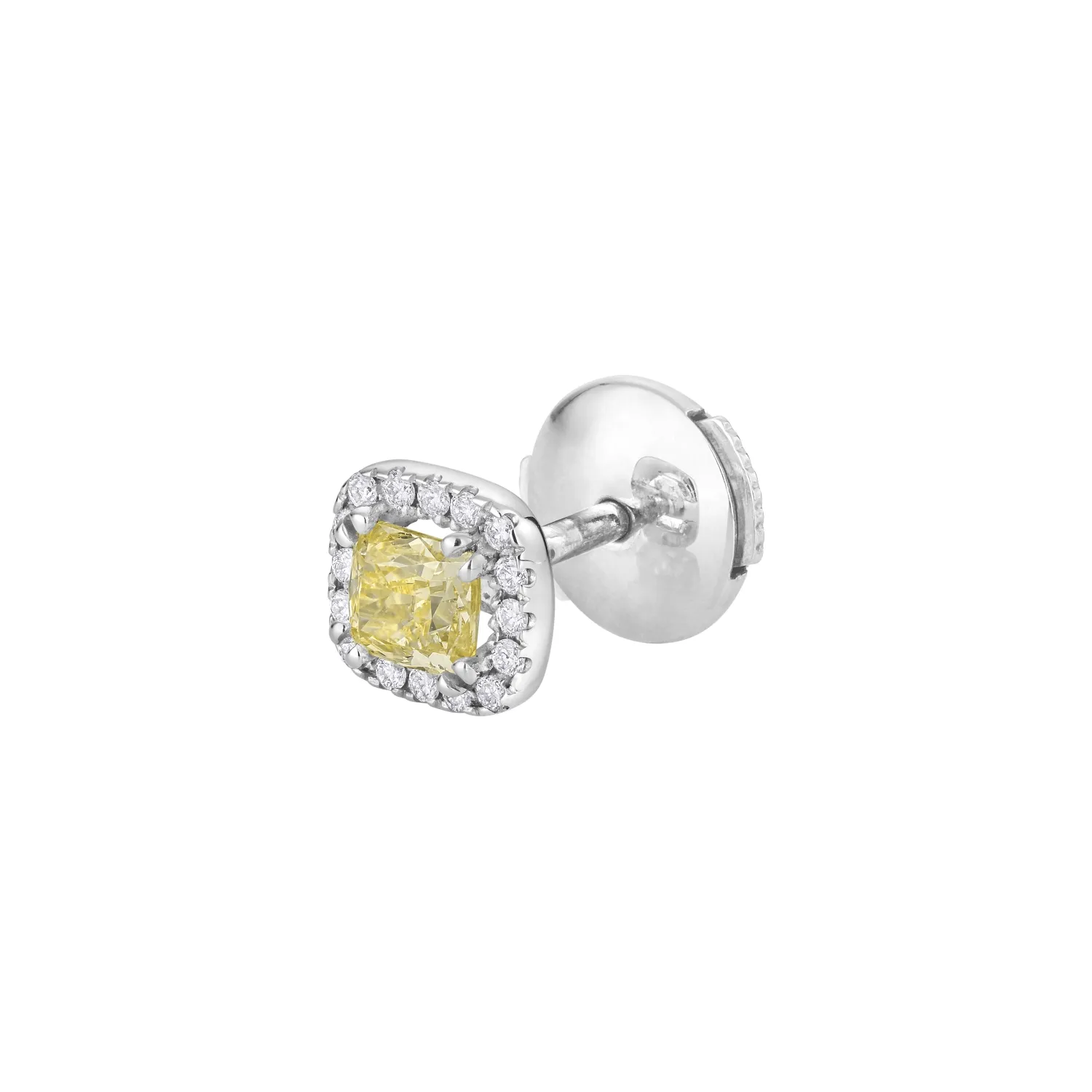 Boucles d'oreilles taille coussin en or blanc et diamants