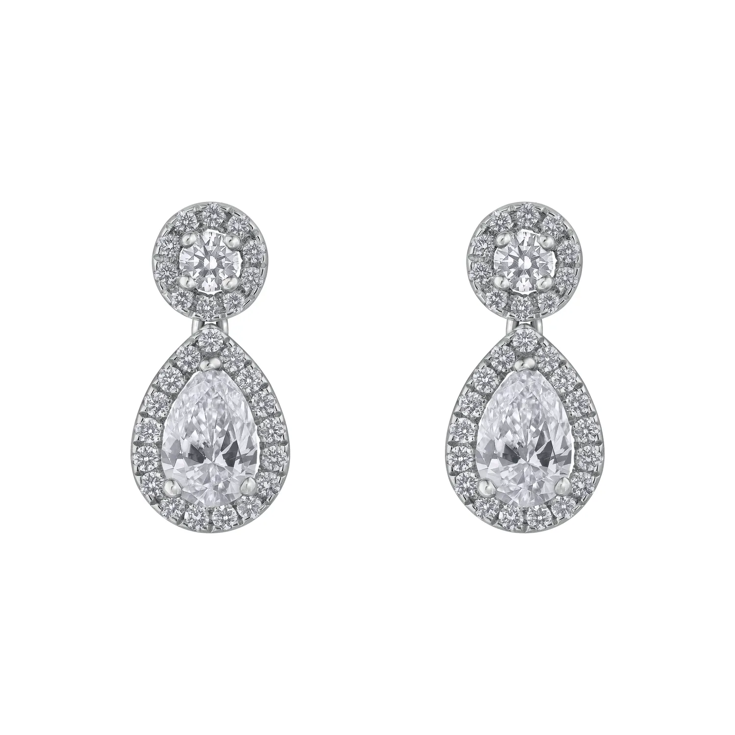 Boucles d'Oreilles Diamants Poires pavées brillants