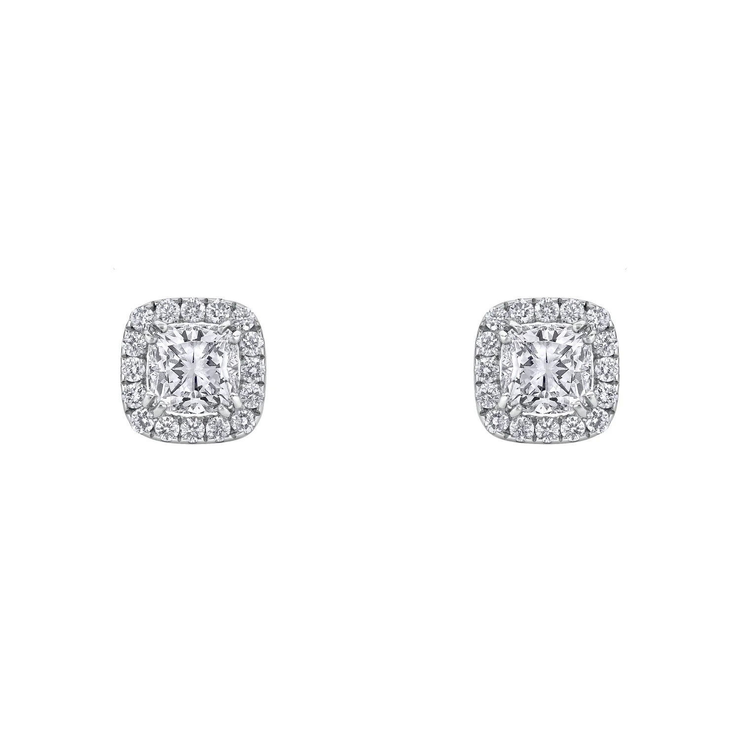 Boucles d'Oreilles Diamants Coussins pavées