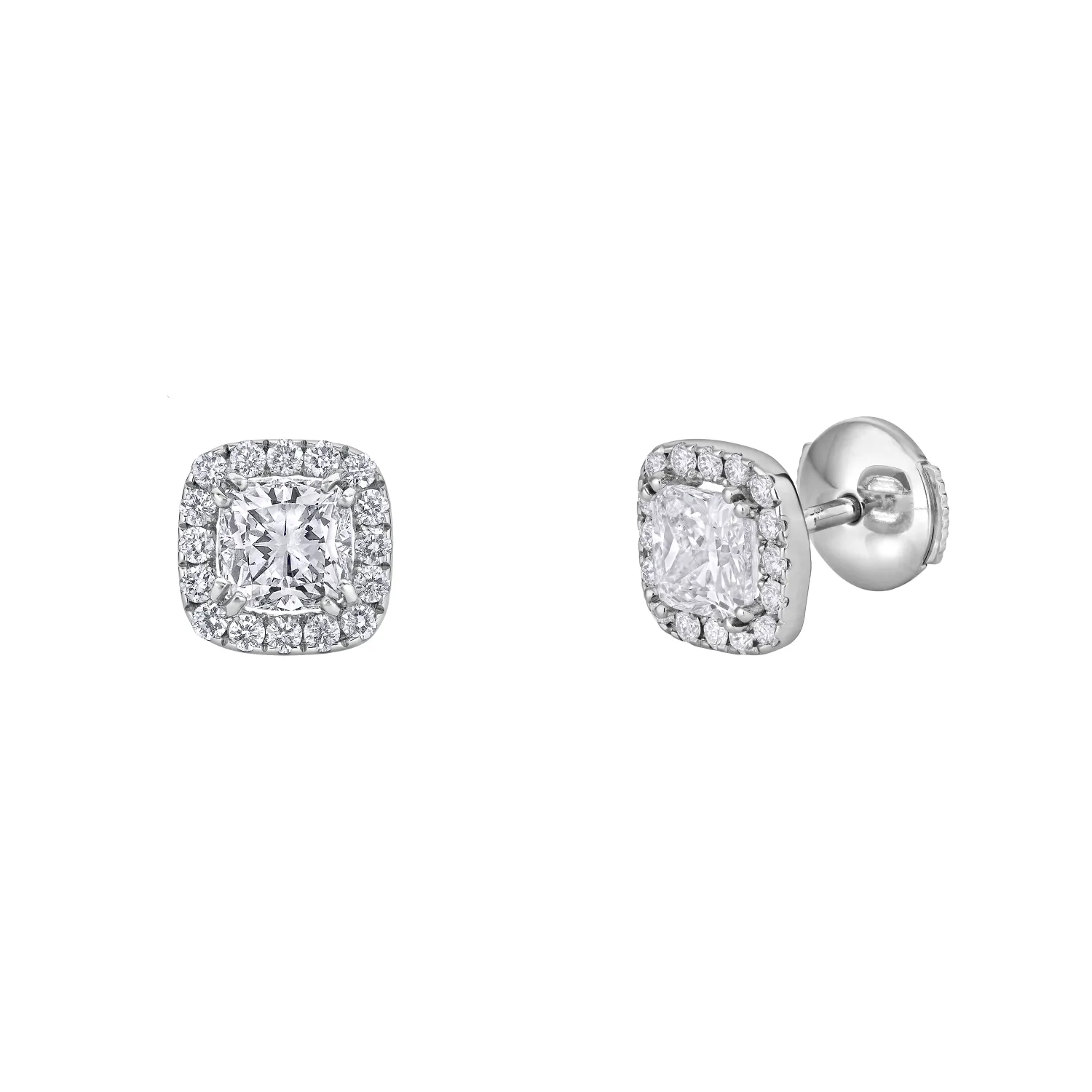 Boucles d'Oreilles Diamants Coussins pavées
