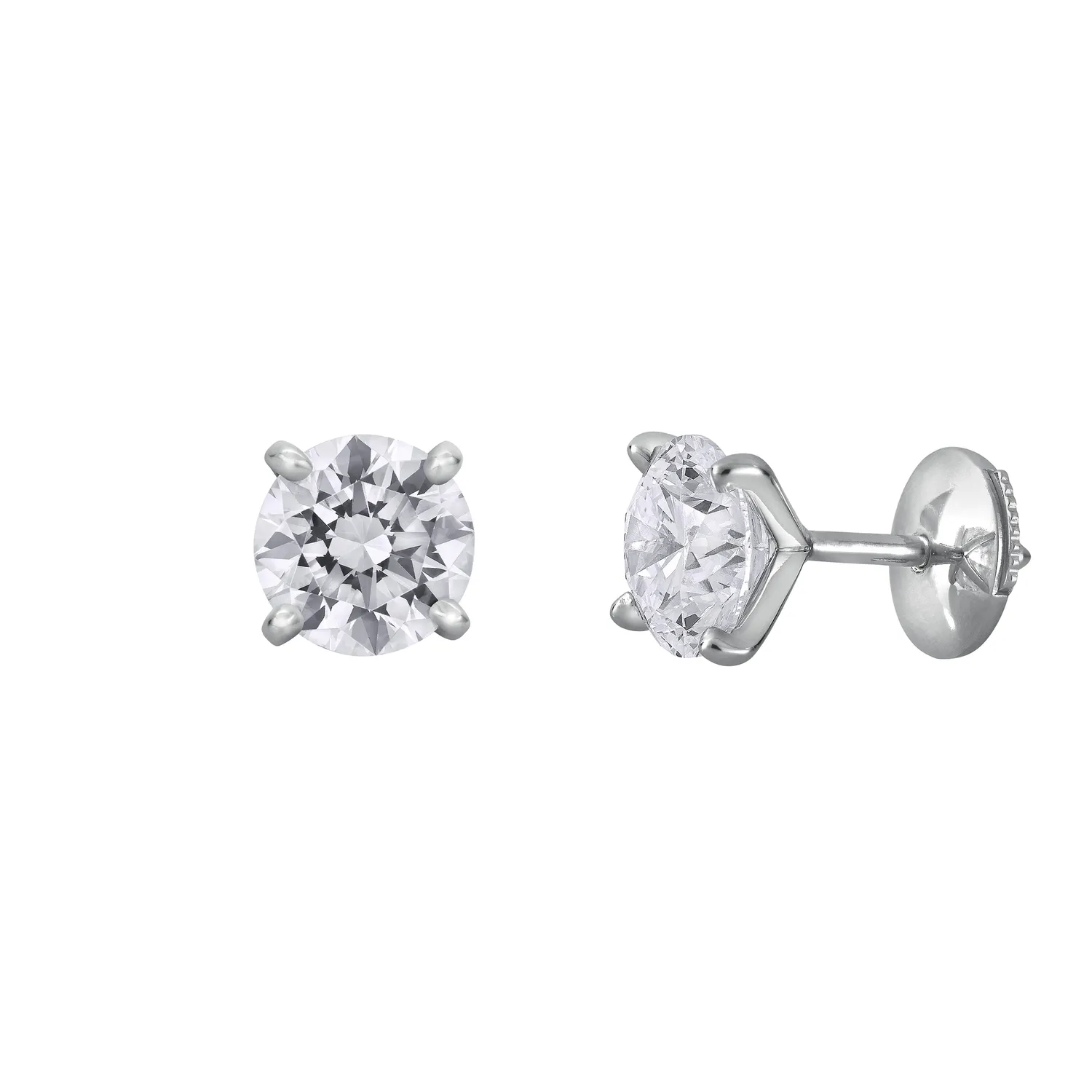 Boucles d'Oreilles Puces Brillants sertis 4 griffes