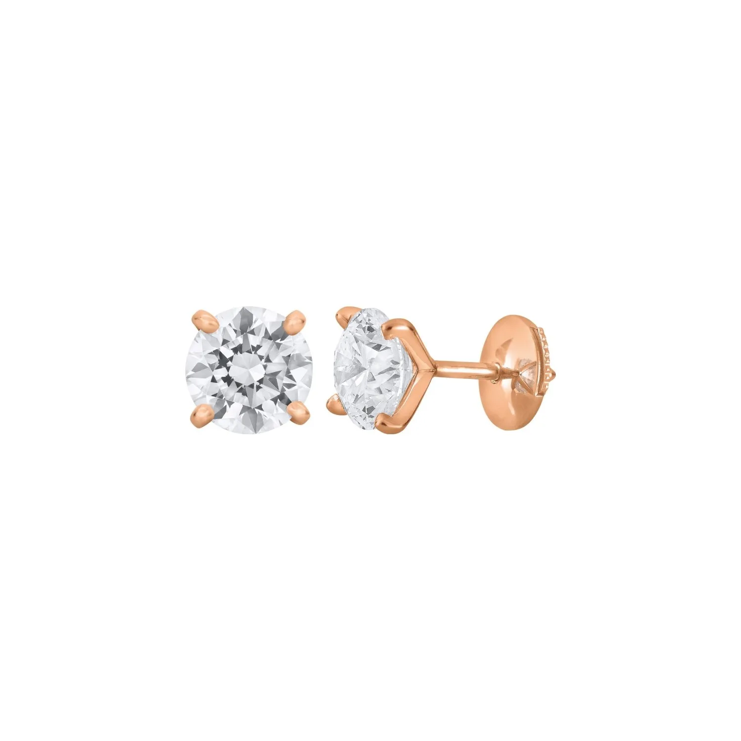 Boucles d'oreilles en or rose et diamants blancs - Certificat GIA