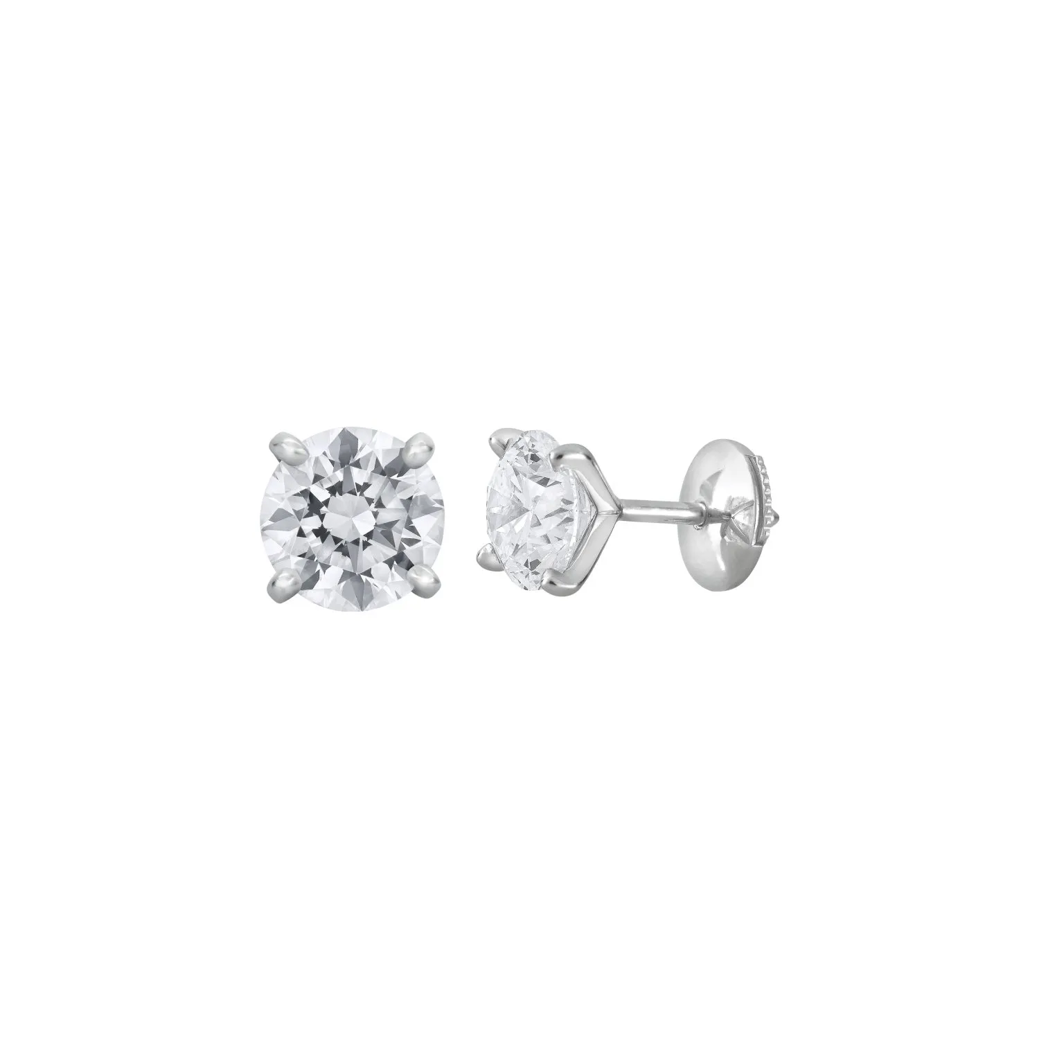 Boucles d'oreilles en or blanc, diamant blanc et diamant blanc - Certificat GIA