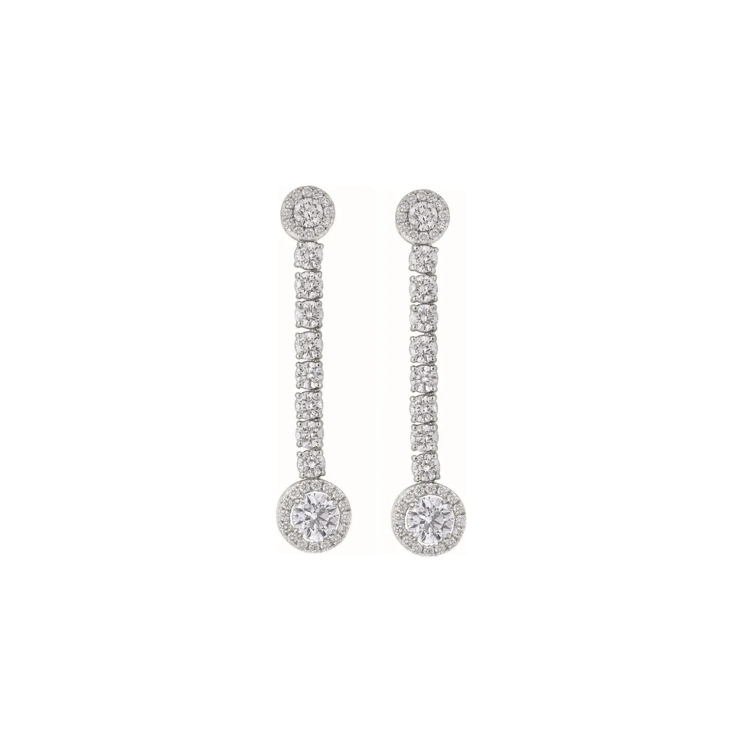 Boucles d'oreilles en or blanc, diamants blancs et diamants blancs