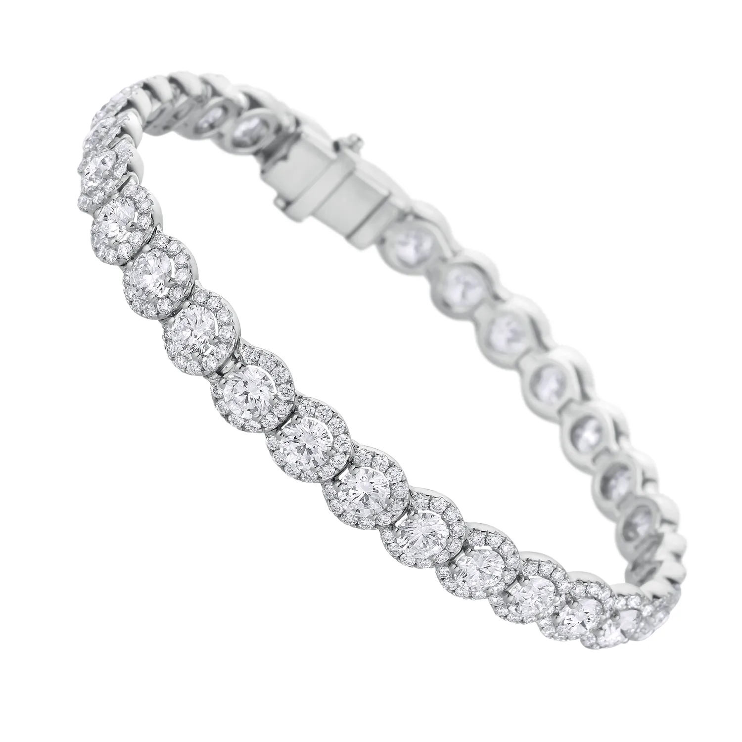Bracelet en or blanc, diamants blancs et diamants blancs, taille 17.5