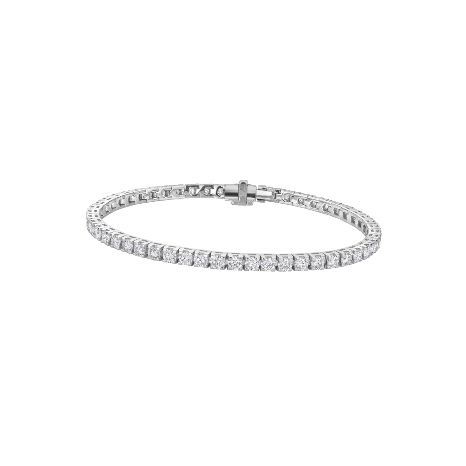 Bracelet en or blanc et diamants blancs, taille 17