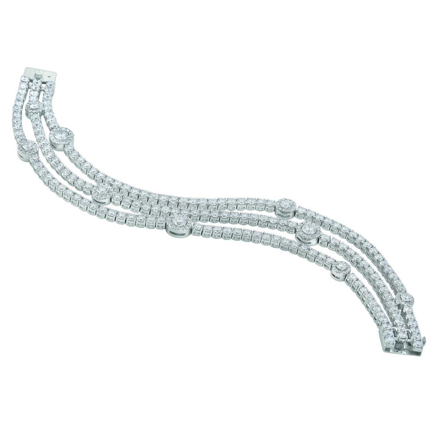 Bracelet en or blanc, diamants blancs et diamants blancs