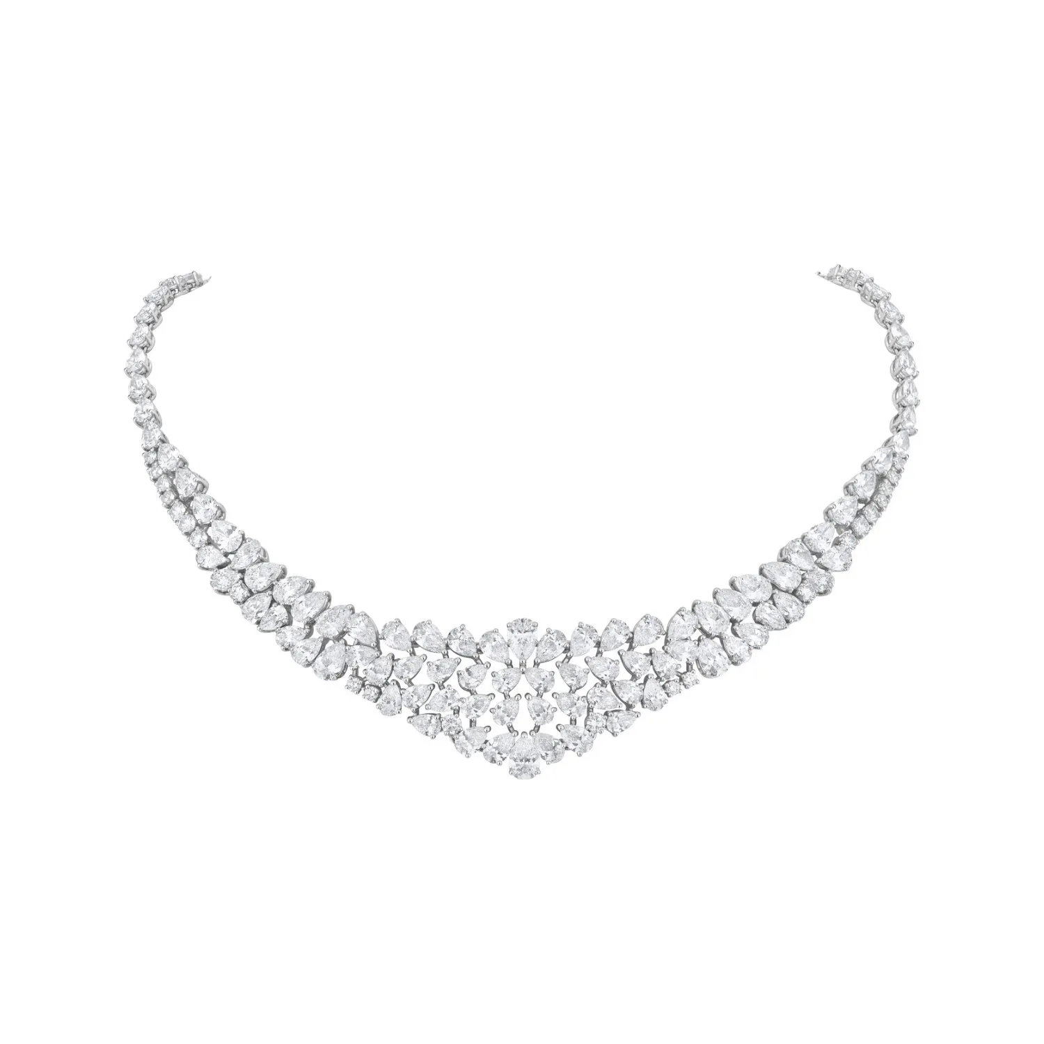 Collier en or blanc, diamants blancs et diamants blancs