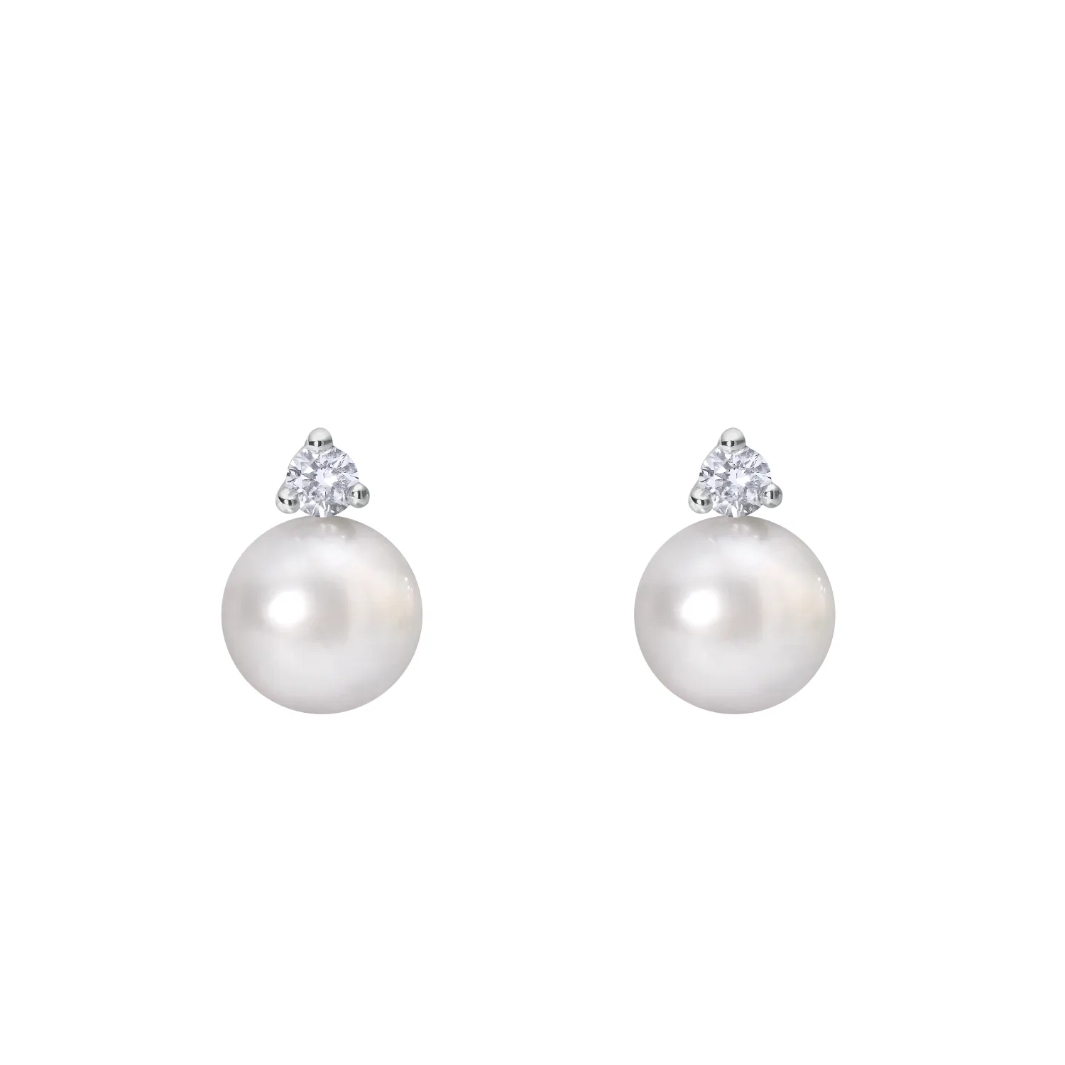 Puces Perles Blanches South Sea Serties de 2 brillants