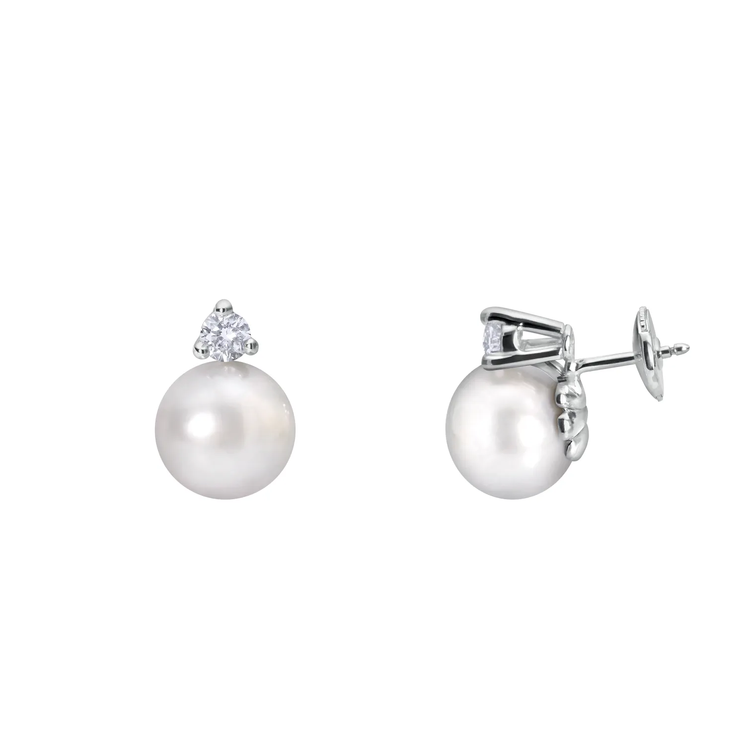 Puces Perles Blanches South Sea Serties de 2 brillants