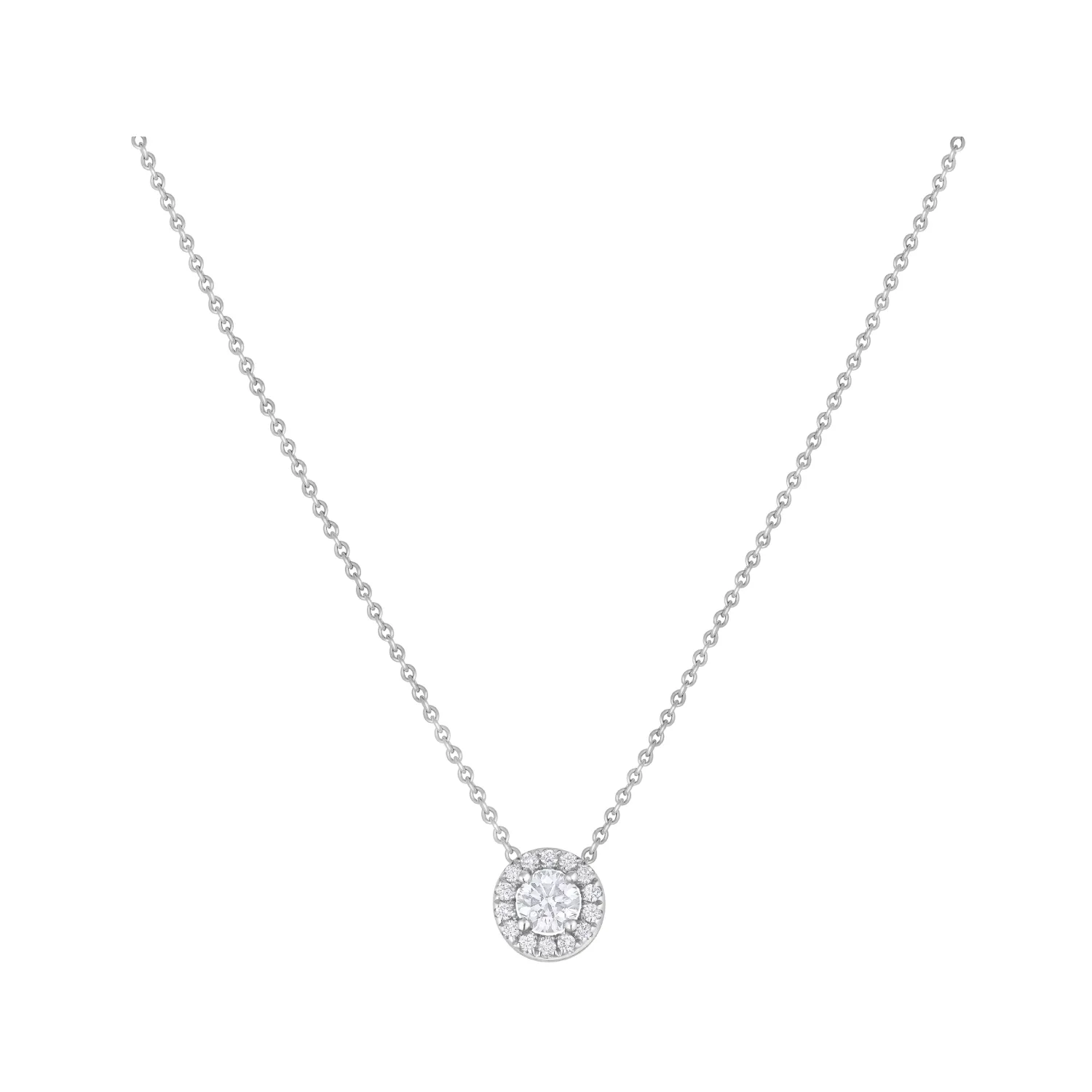 Pendentif en or blanc, diamant blanc et diamants blancs