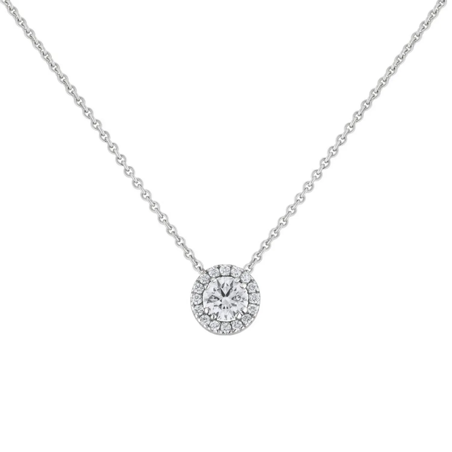 Pendentif en or blanc, diamant blanc et diamants blancs - Certificat GIA