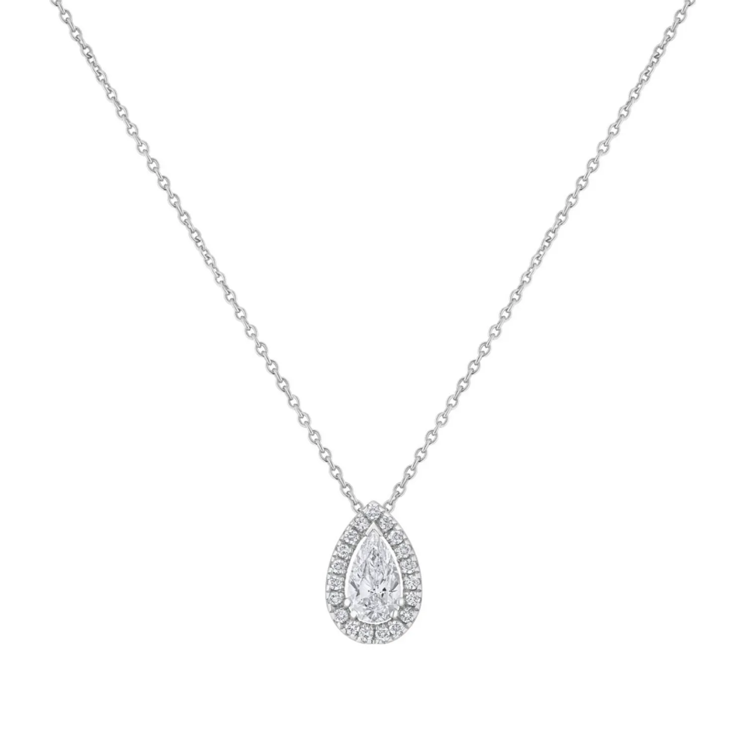Pendentif en or blanc, diamant blanc et diamants blancs - Certificat GIA
