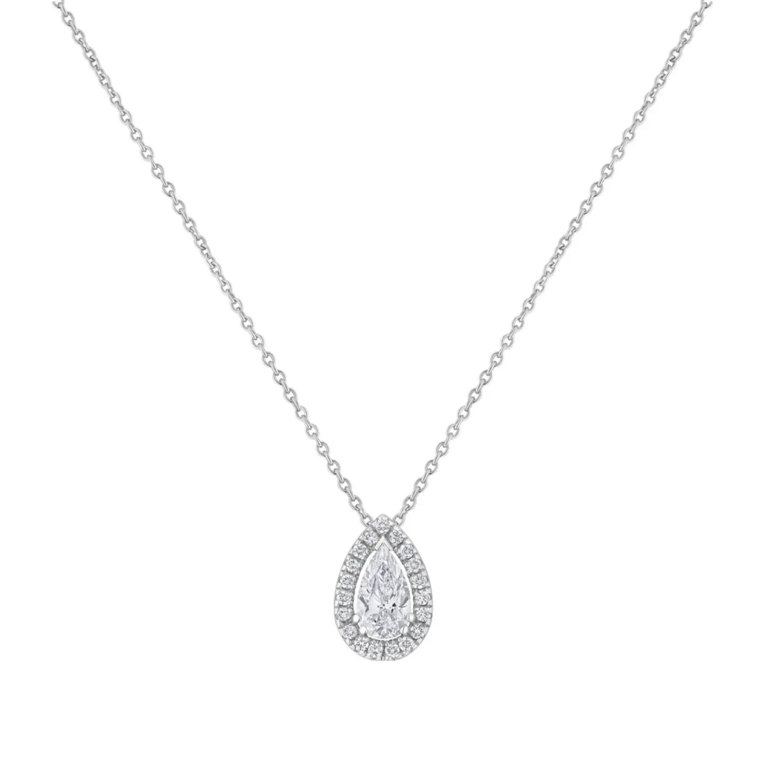 Pendentif en or blanc, diamant blanc et diamants blancs