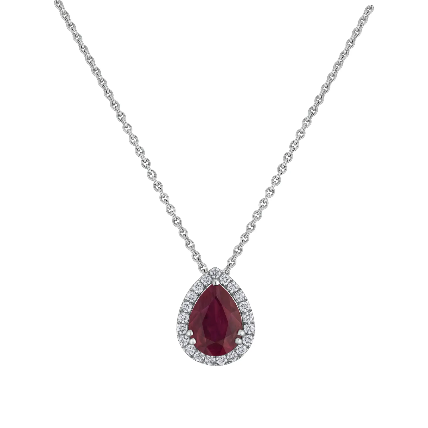 Pendentif Poire Rubis entourée de brillants