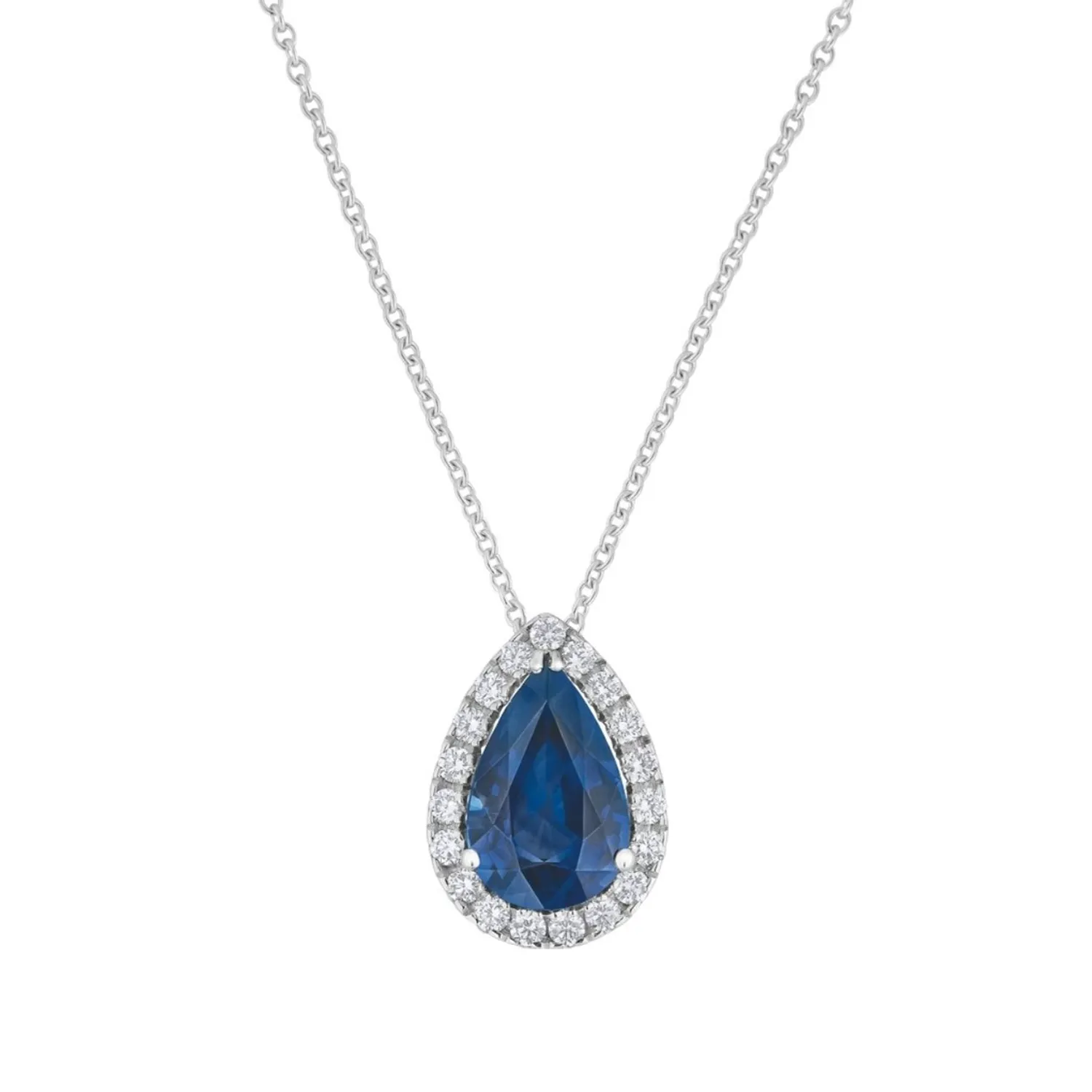 Pendentif en or blanc, saphir et diamants blancs