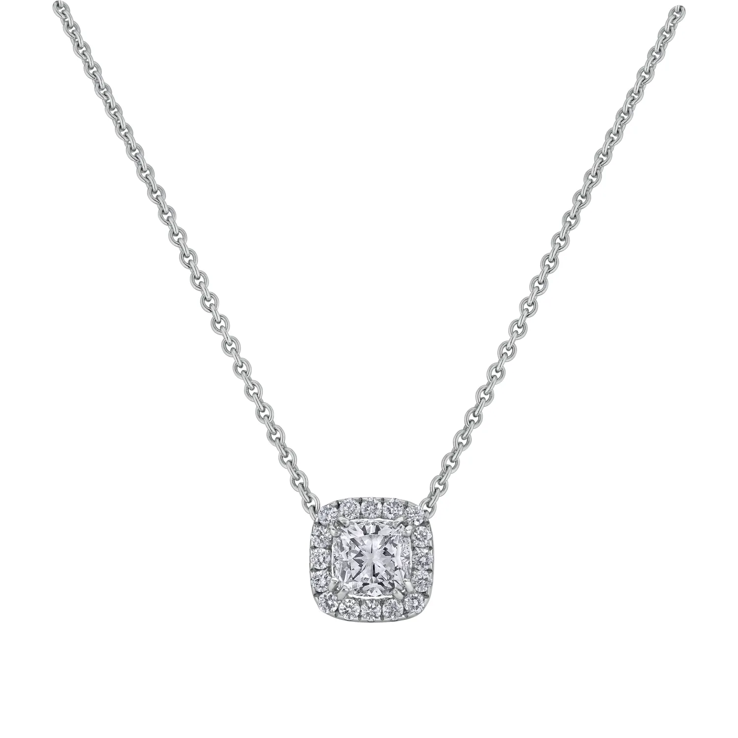 Pendentif Diamant Coussin pavé brillants