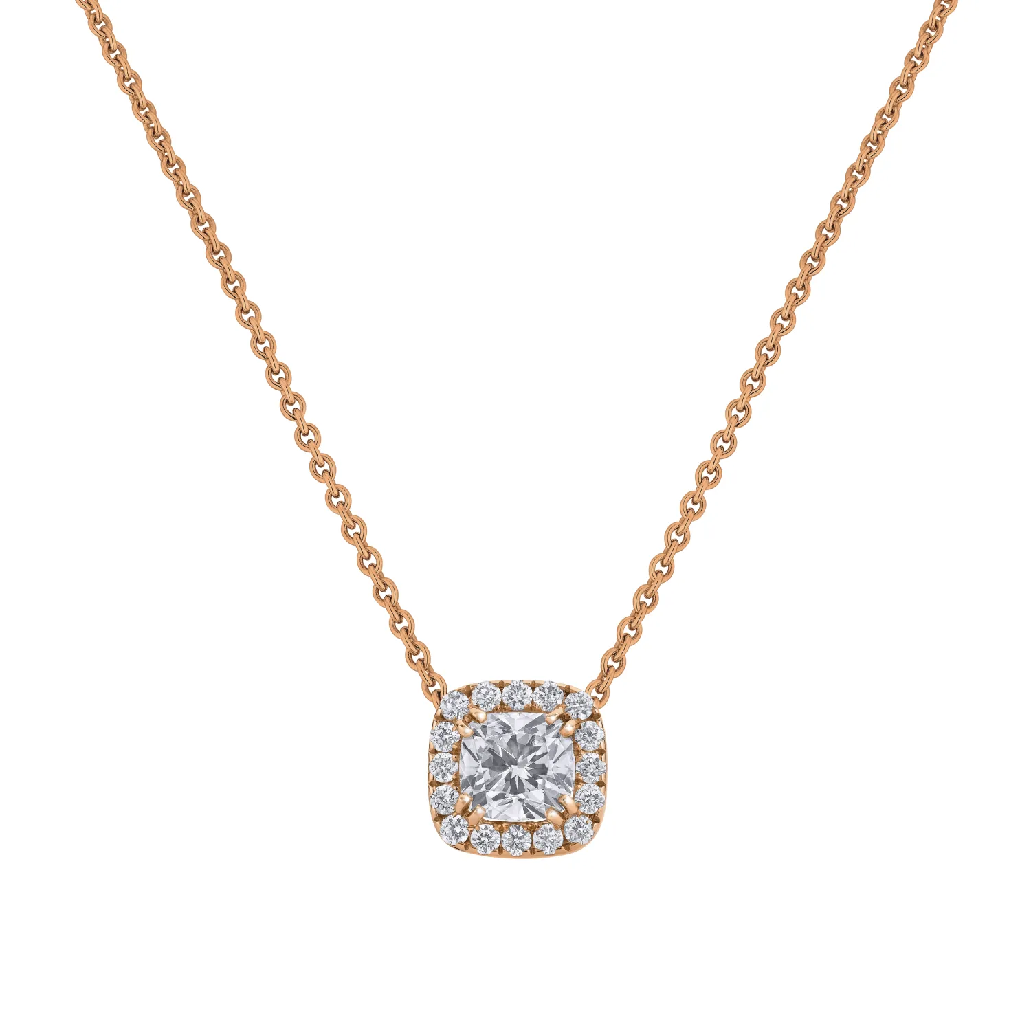 Pendentif Diamant Coussin pavé brillants