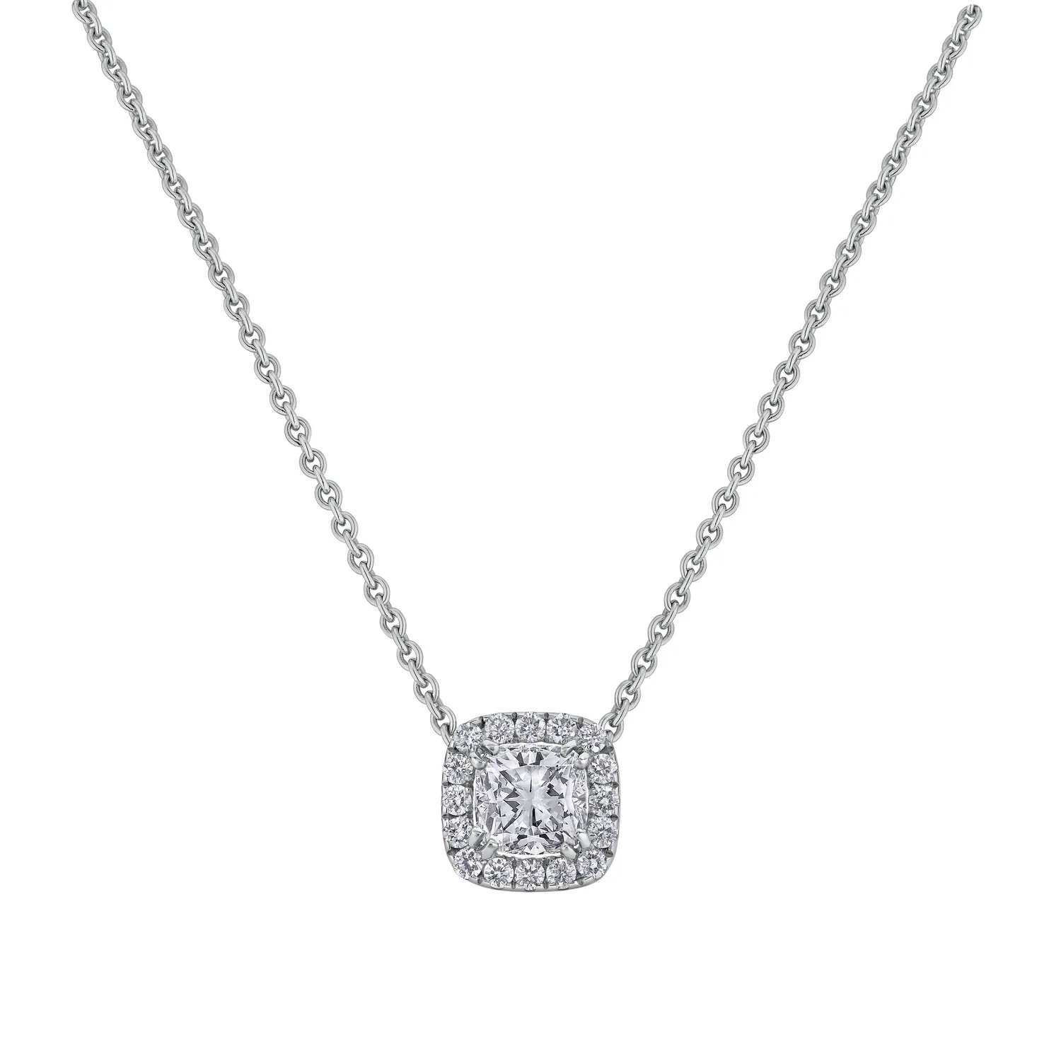 Pendentif en or blanc, diamant blanc et diamants blancs