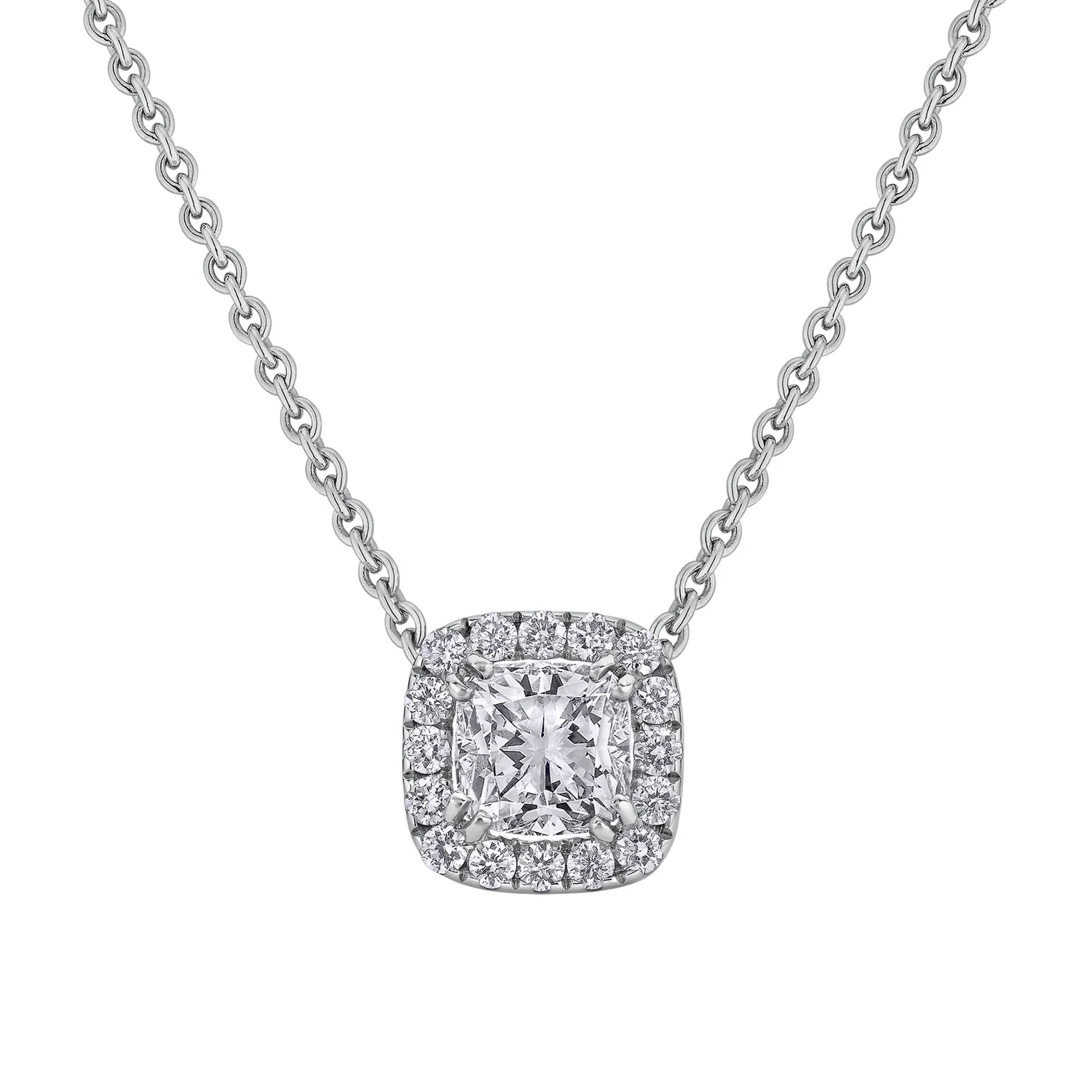Pendentif en or blanc, diamant blanc et diamants blancs
