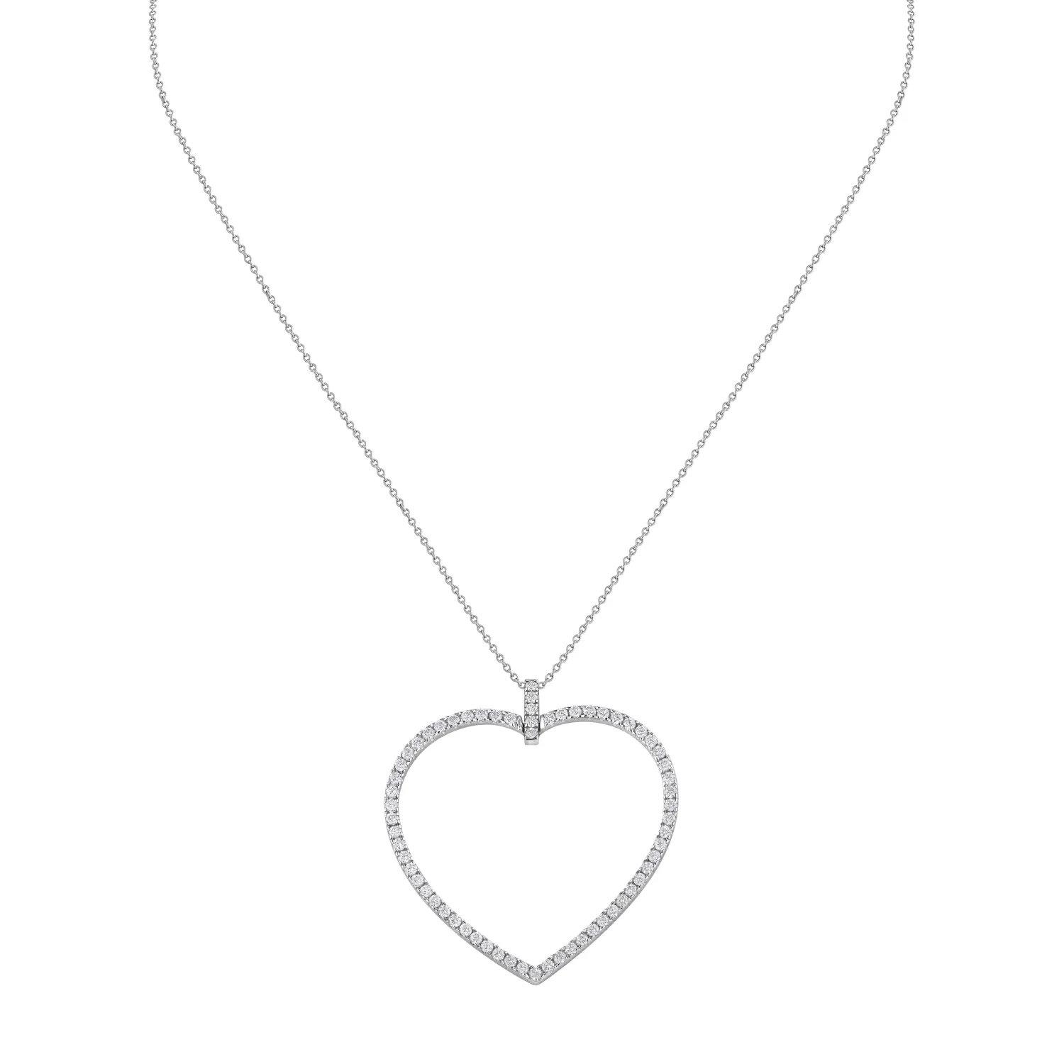 Pendentif cÅ_x0093_ur taille brillant en or blanc et diamants