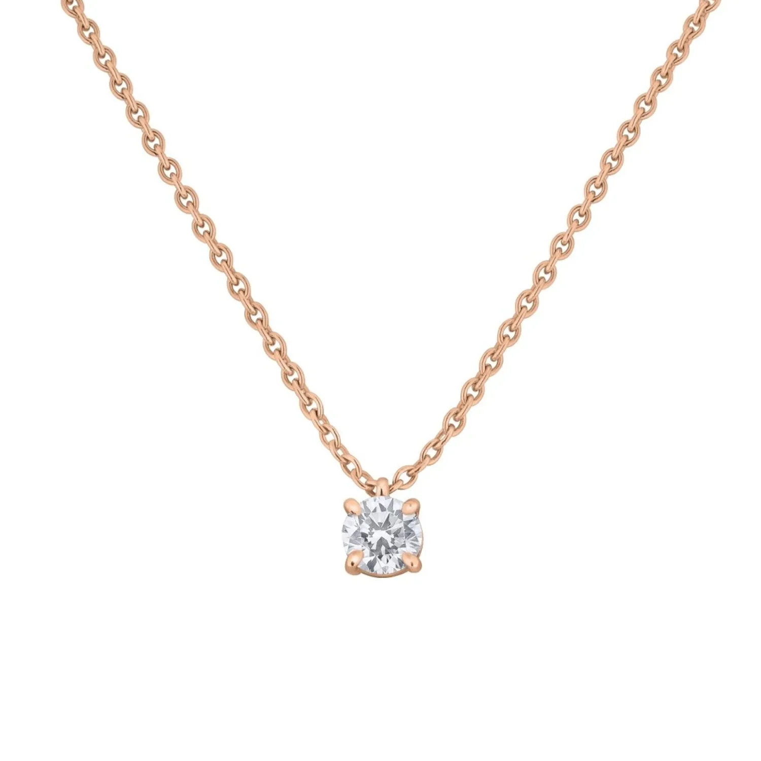 Pendentif en or rose et diamant blanc - Certificat GIA