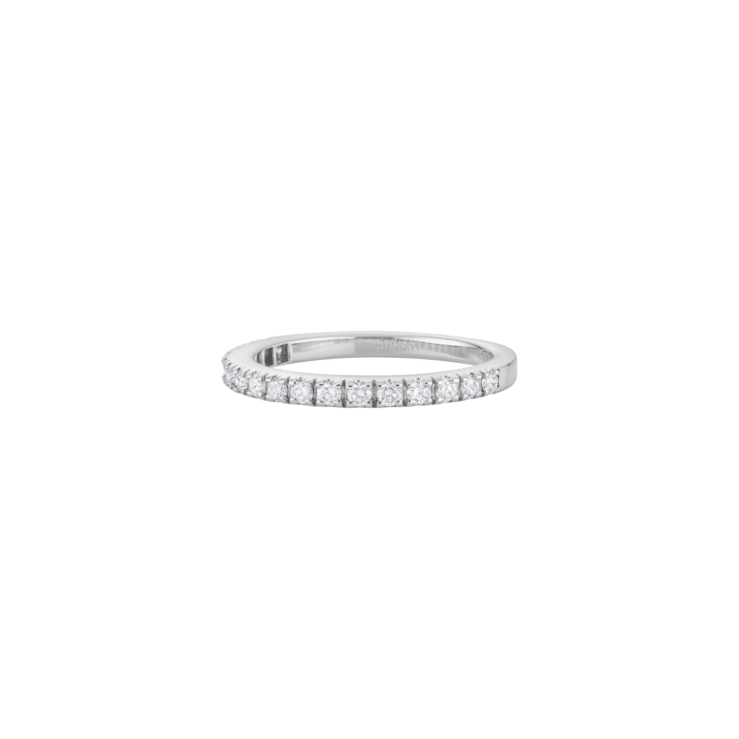 Demi alliance taille brillant en or blanc palladié et diamants blancs