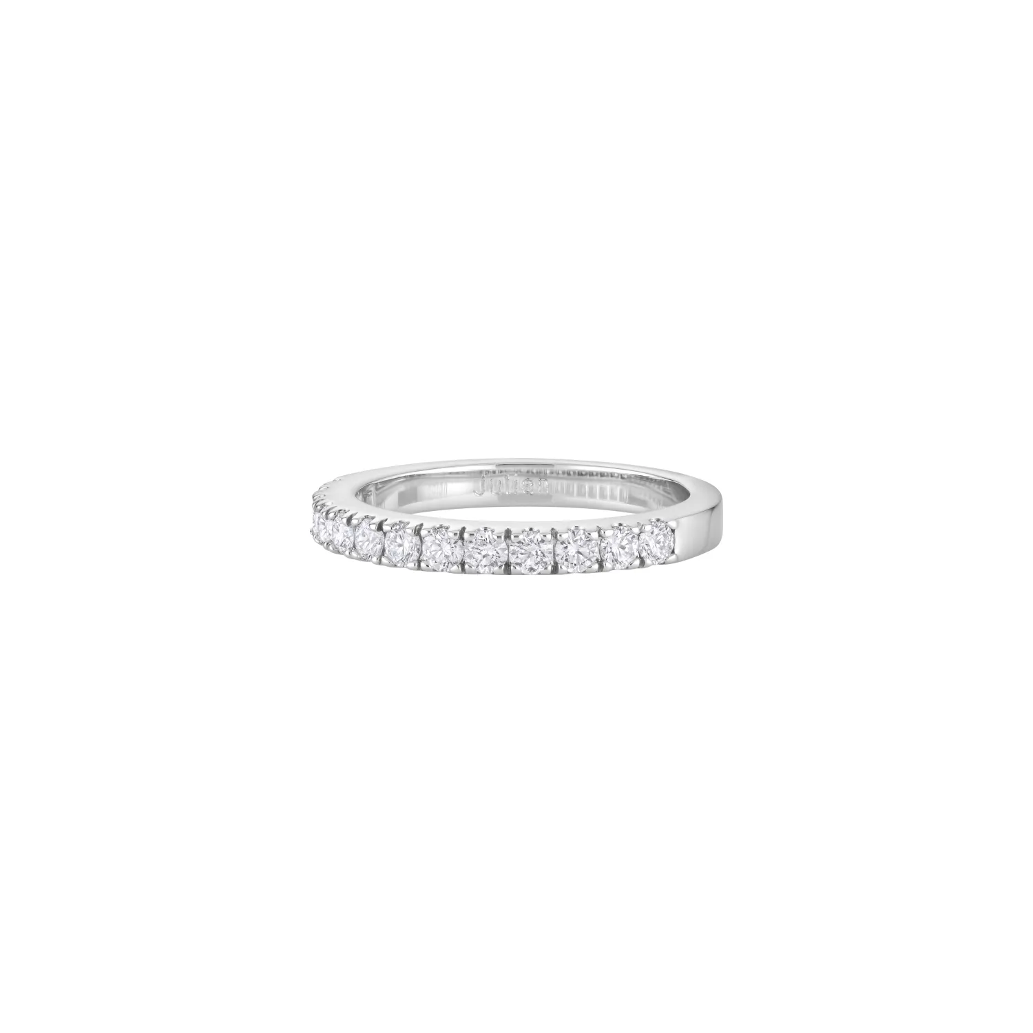 Demi alliance taille brillant en or blanc palladié et diamants blancs