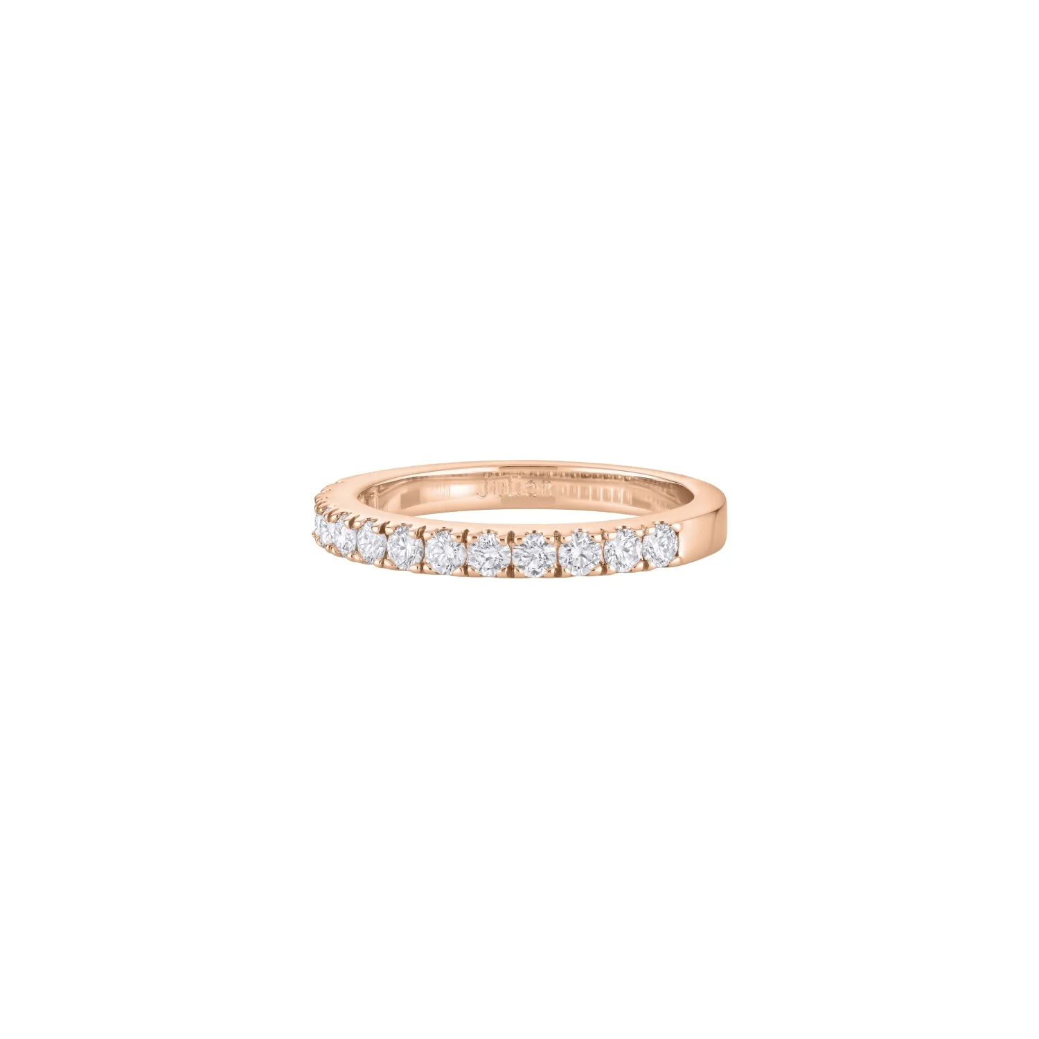 Demi alliance taille brillant en or rose et diamants blancs