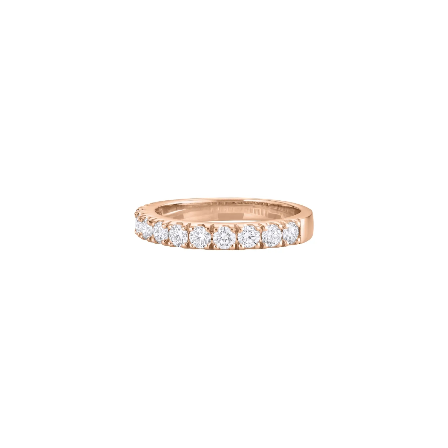 Demi alliance taille brillant en or rose et diamants blancs
