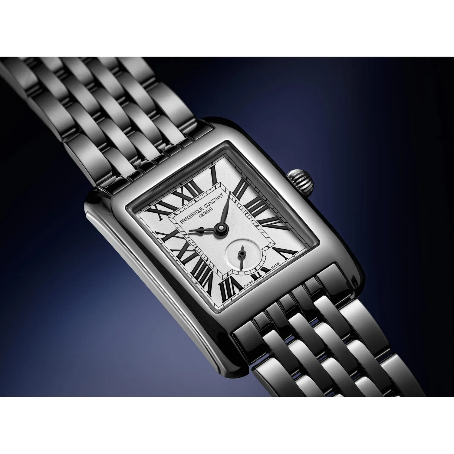 Montre CLASSICS Carrée Small Second, Bracelet acier, Cadran argenté chiffres romains