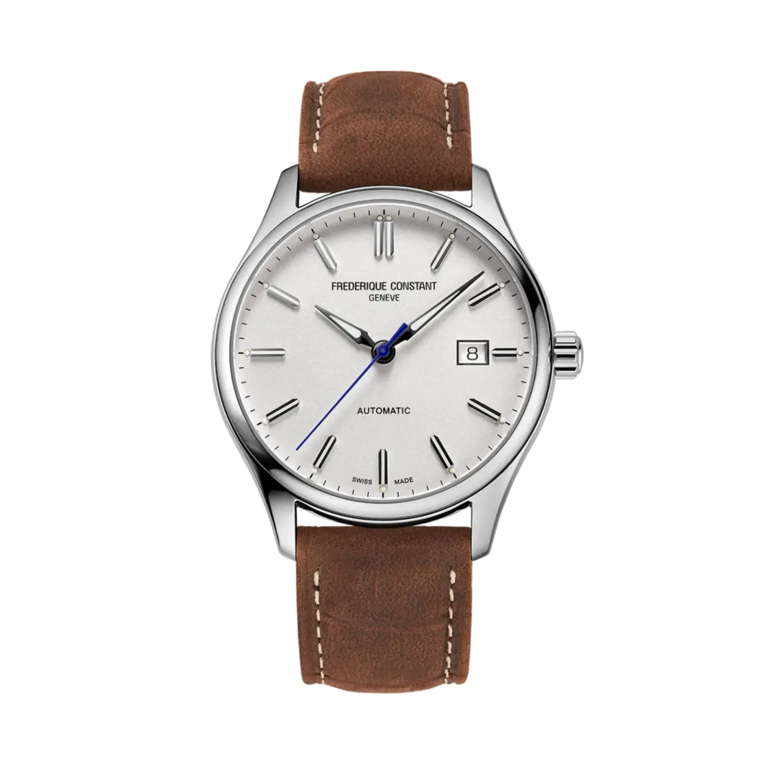 Montre CLASSICS Index Automatic, Bracelet veau nubuck motif alligator, Boucle ardillon boîtier acier inoxydable, Cadran argenté mat