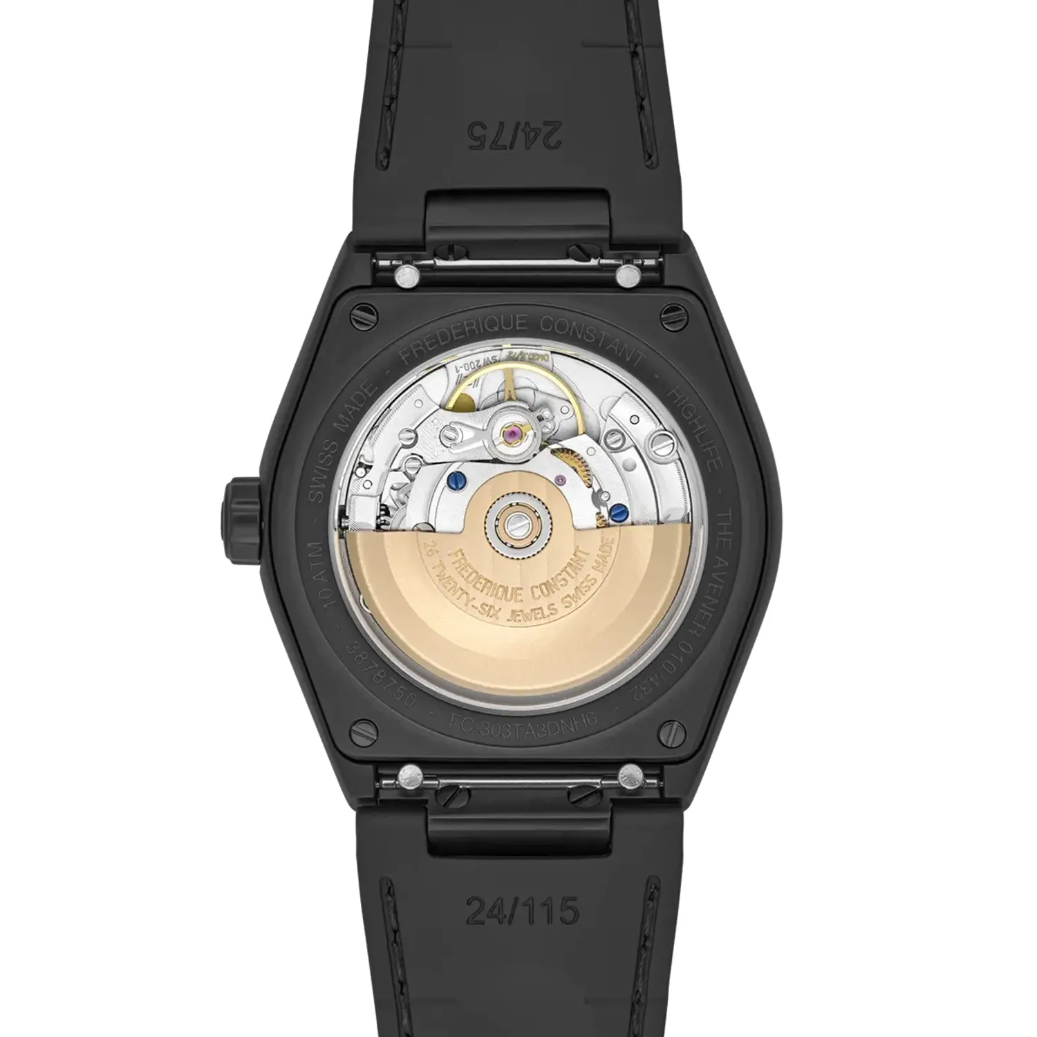 Montre HIGHLIFE Automatic x The Avener n°218/432 Bracelets caoutchouc et nubuck noir, Boucle ardillon, Cadran noir mat onde sonique