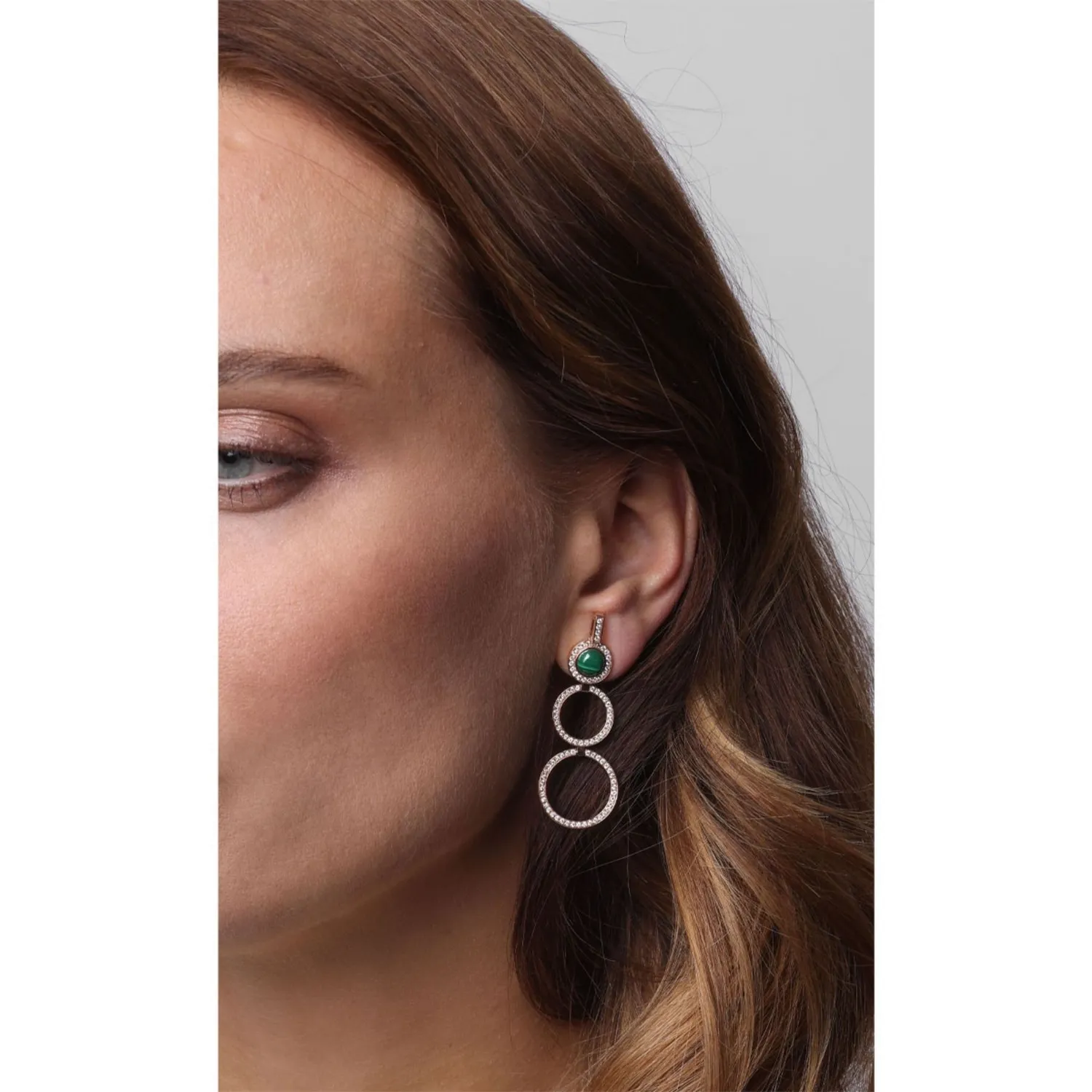 Boucles d'Oreilles SATURN Malachite PM